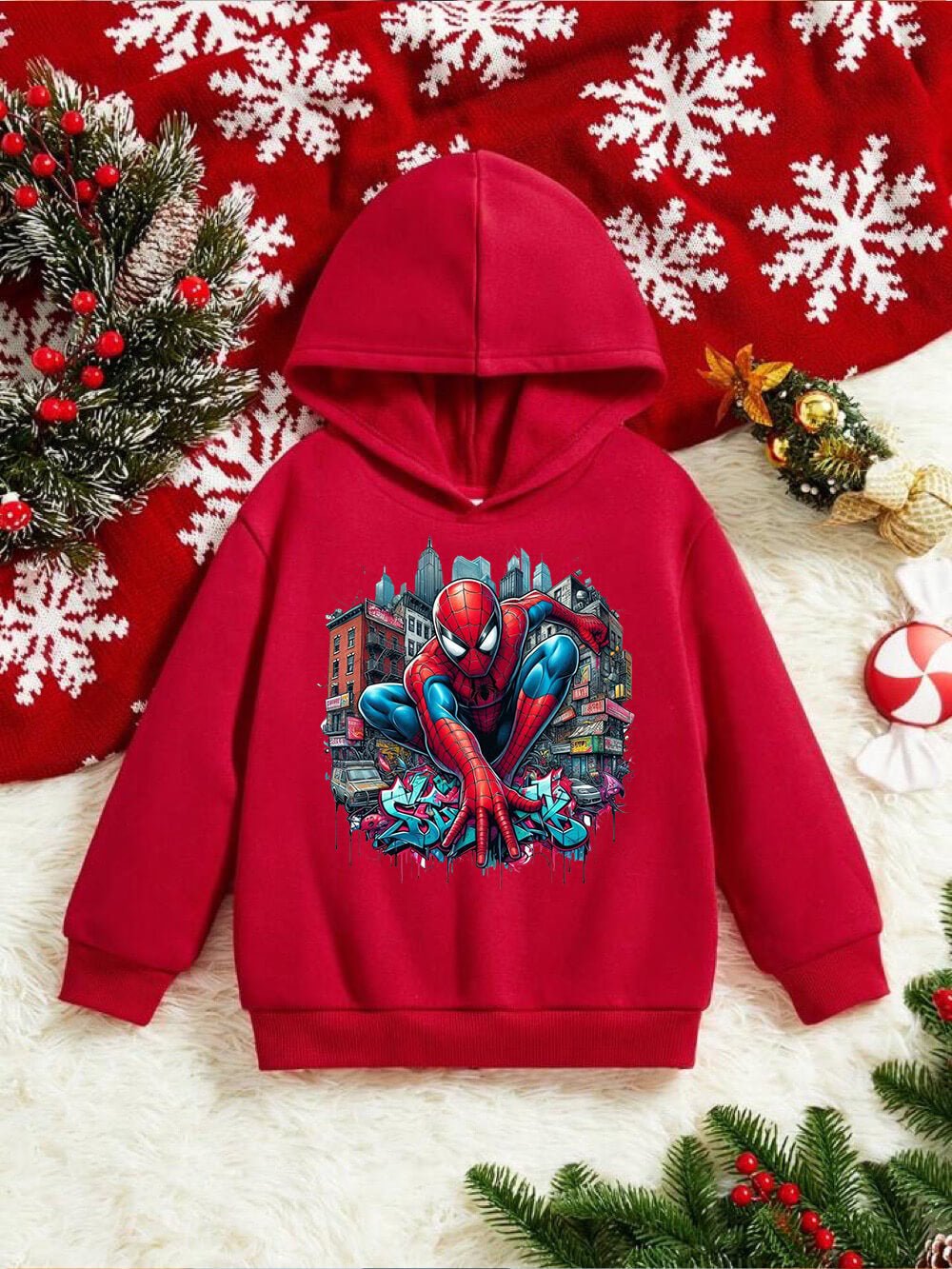 Kids Favorite Spider - Man On The Wall Printed Boys And Girls Cotton Hoodie Legacy Boutiques Bangladesh Legacy Boutiques Legacy Boutiques