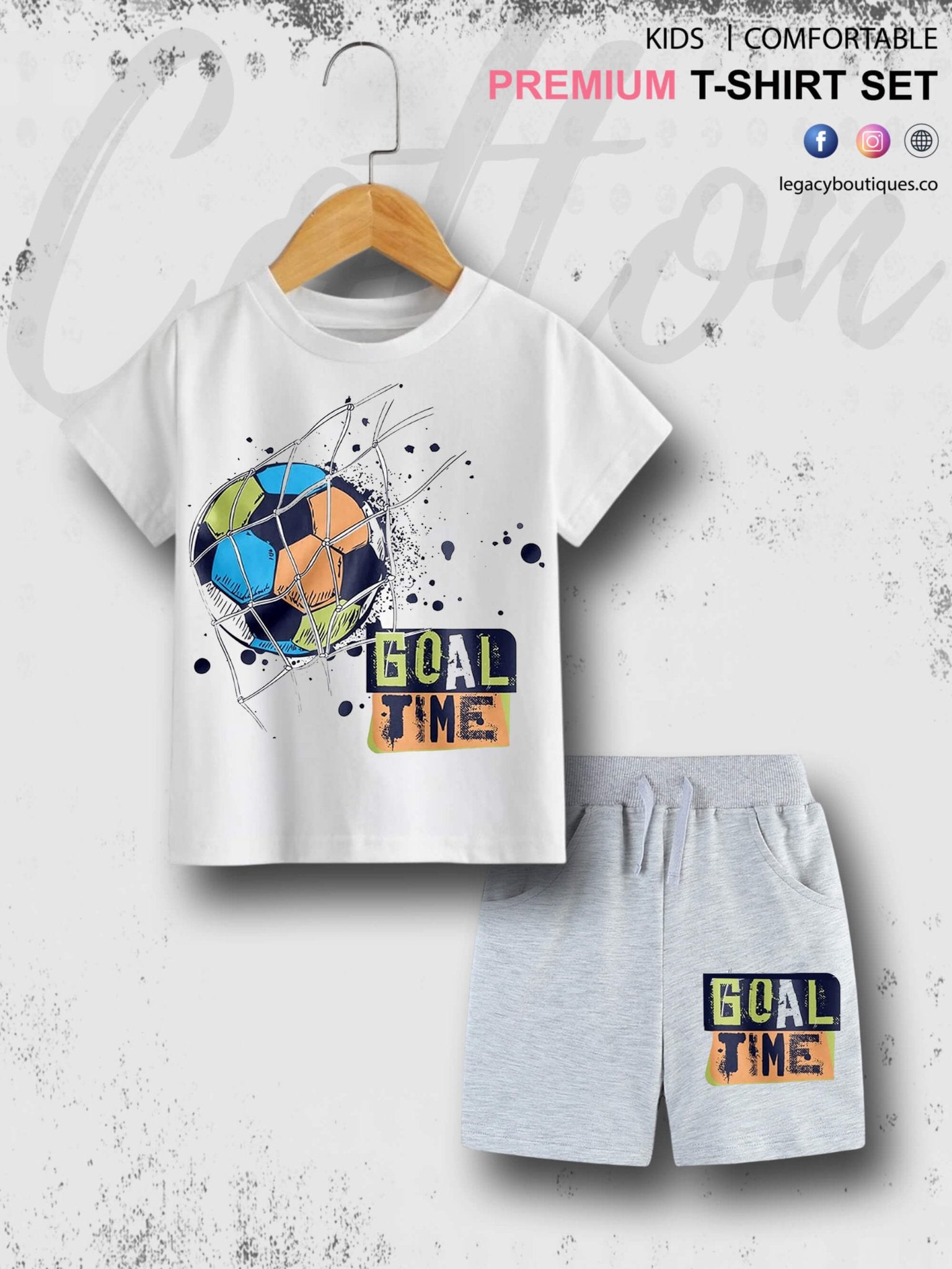 Kids Goal Time 6 Month To 6 Year Summer Time Babies T-shirt Set Legacy Boutiques Legacy Boutiques