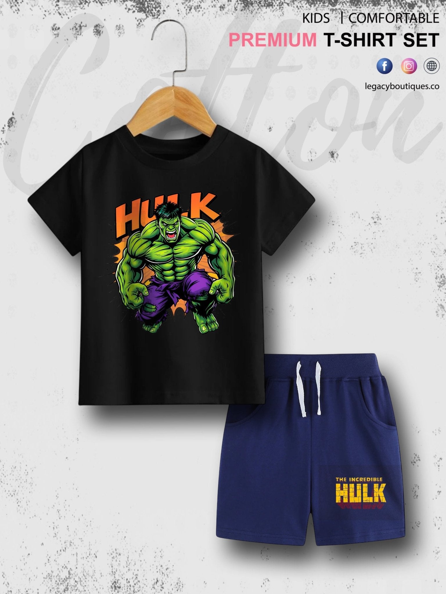 Kids Hulk Printed Pure Cotton T-shirt Legacy Boutiques Legacy Boutiques