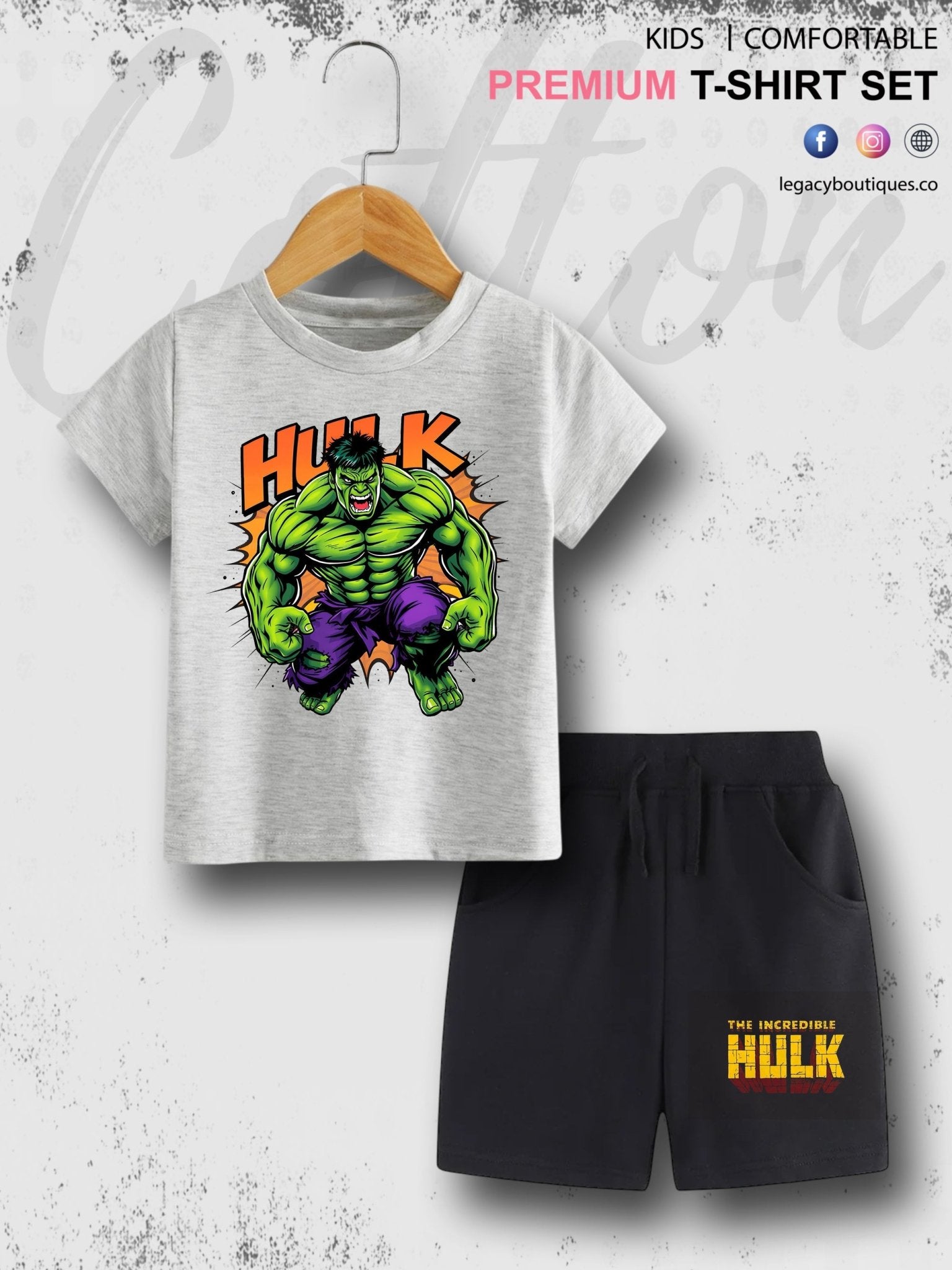 Kids Hulk Printed Pure Cotton T-shirt Legacy Boutiques Legacy Boutiques