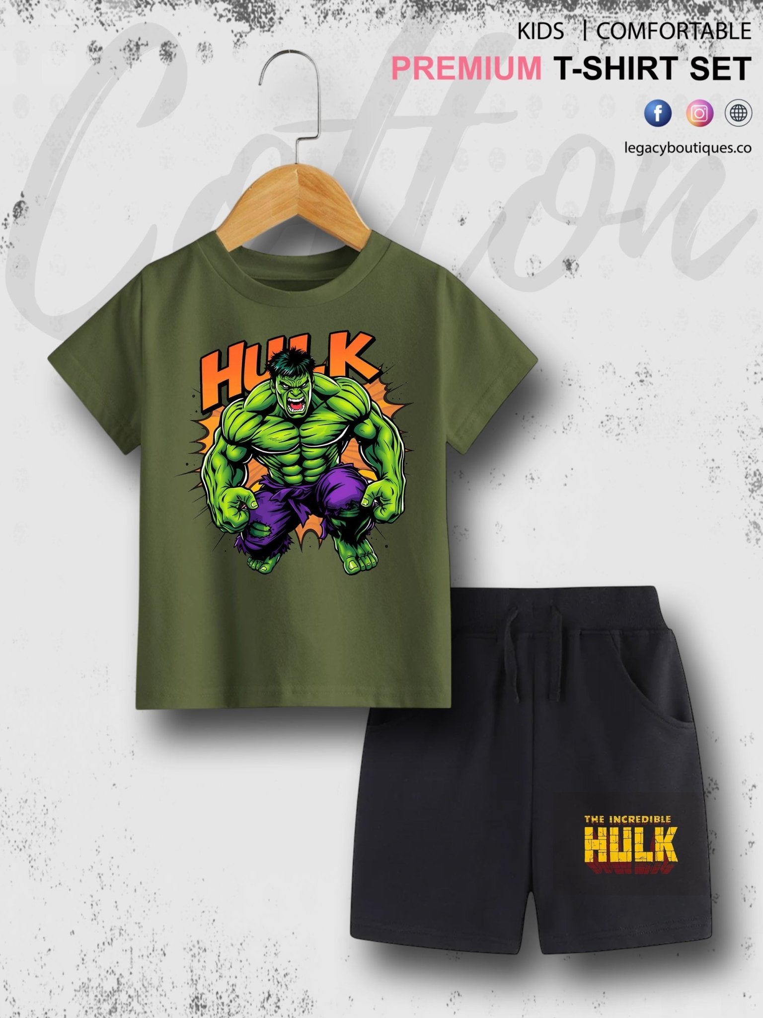 Kids Hulk Printed Pure Cotton T-shirt Legacy Boutiques Legacy Boutiques