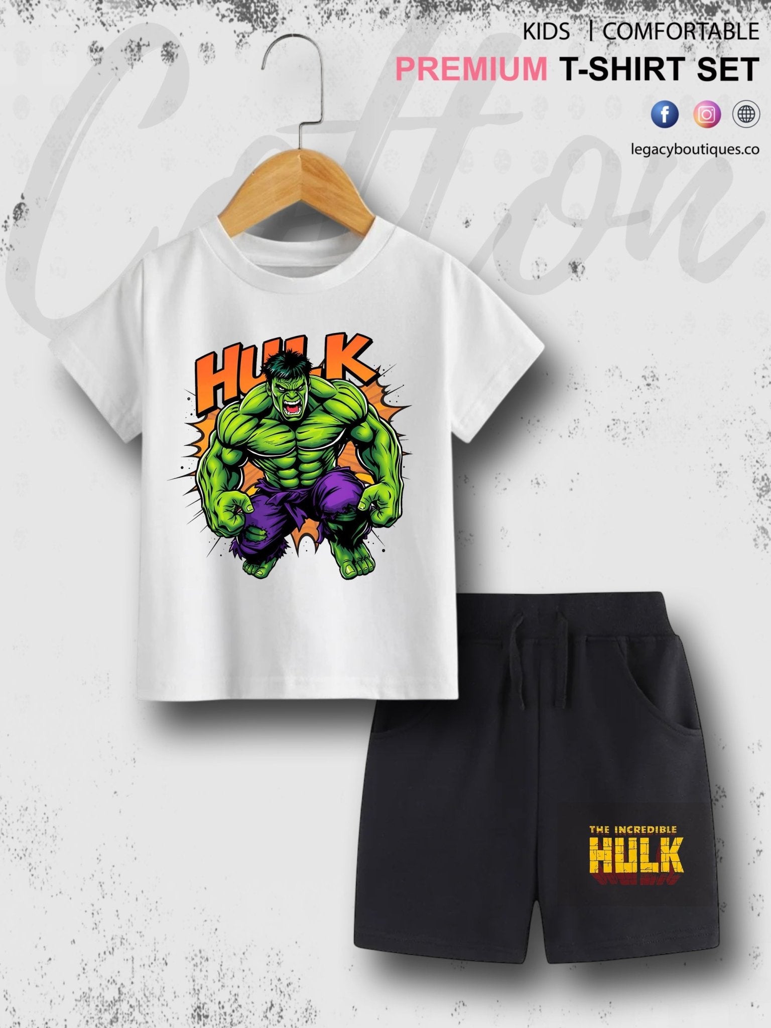 Kids Hulk Printed Pure Cotton T-shirt Legacy Boutiques Legacy Boutiques