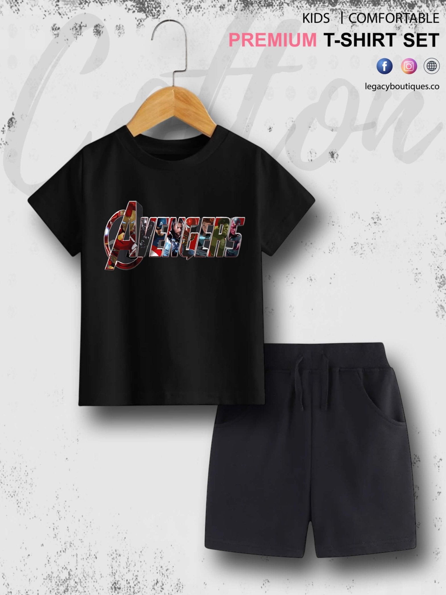 Kids Marvel Avengers Printed 6 Month To 6 Year Summer Time T-shirt Set Legacy Boutiques Legacy Boutiques