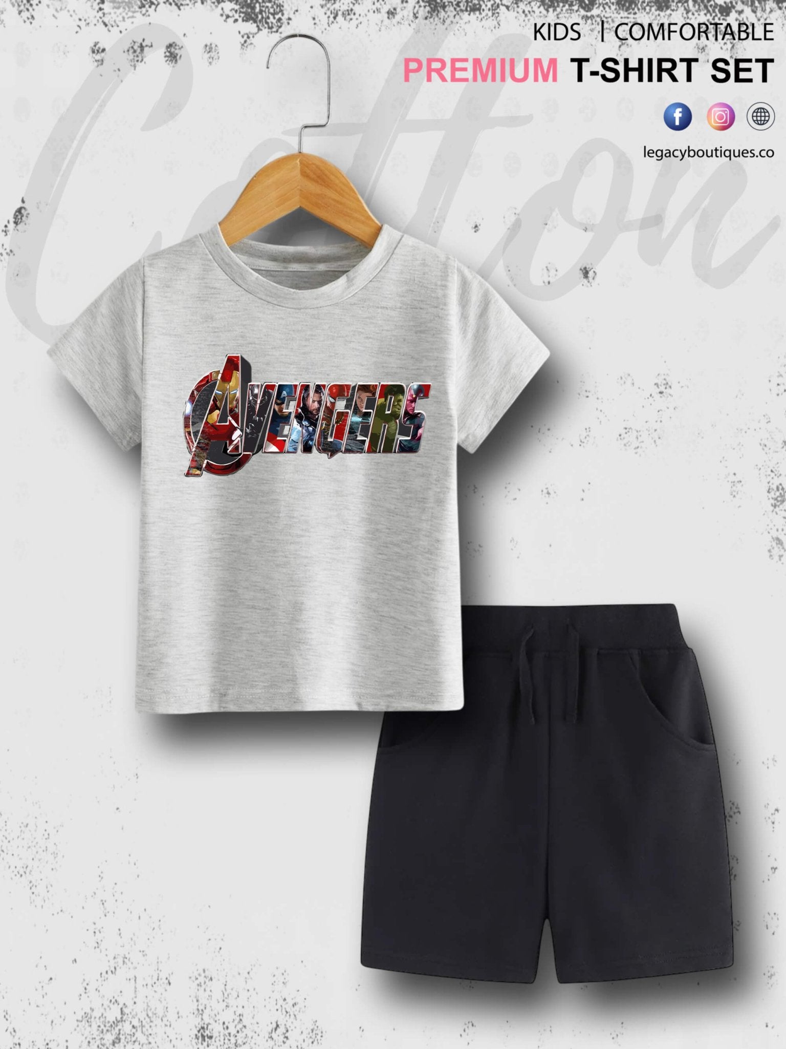 Kids Marvel Avengers Printed 6 Month To 6 Year Summer Time T-shirt Set Legacy Boutiques Legacy Boutiques