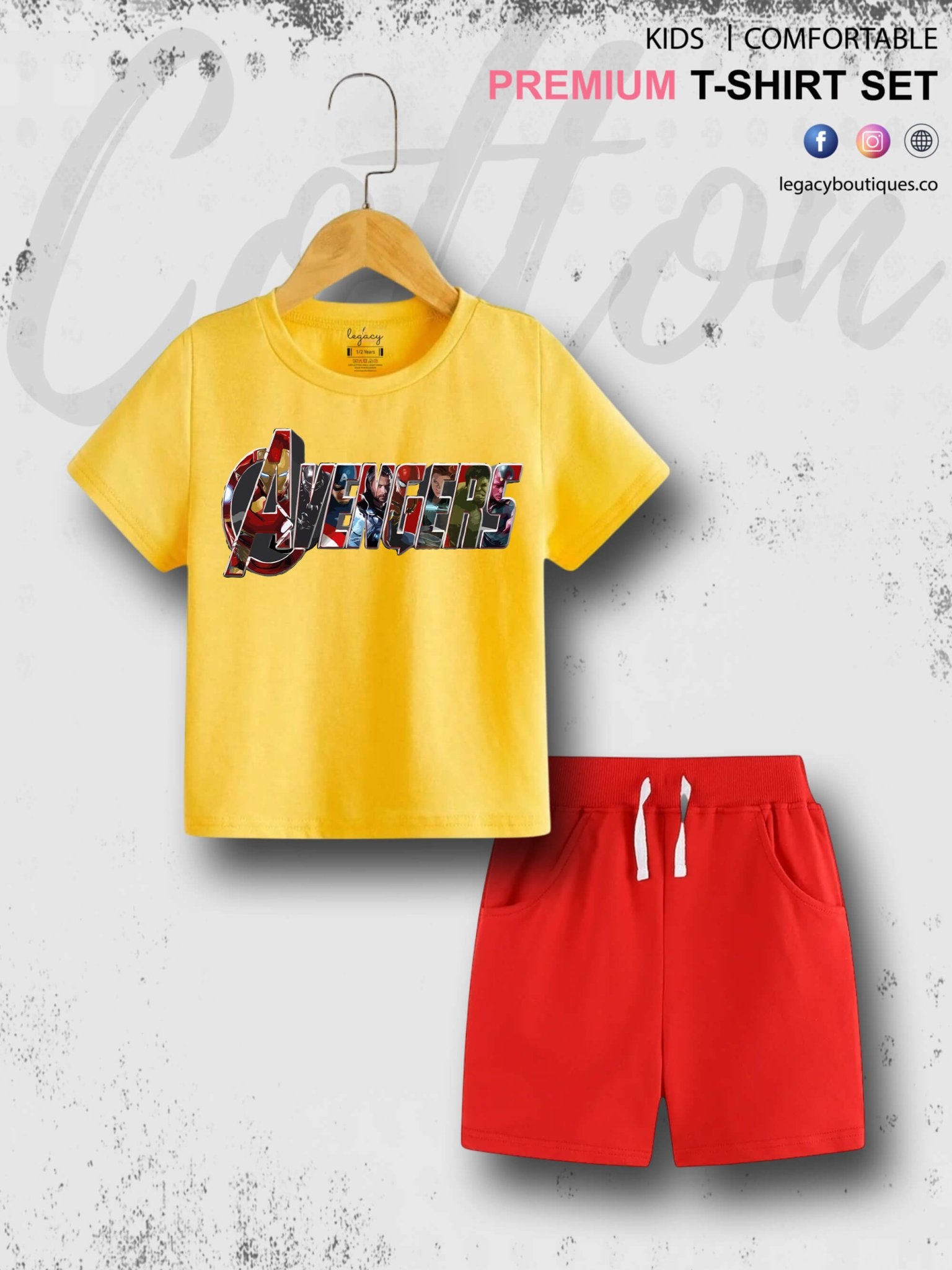 Kids Marvel Avengers Printed 6 Month To 6 Year Summer Time T-shirt Set Legacy Boutiques Legacy Boutiques