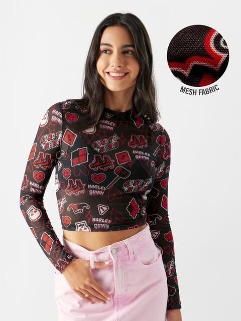 Ladies Mesh Top DC Comics Harley Quinn Printed Legacy Boutiques Legacy Boutiques