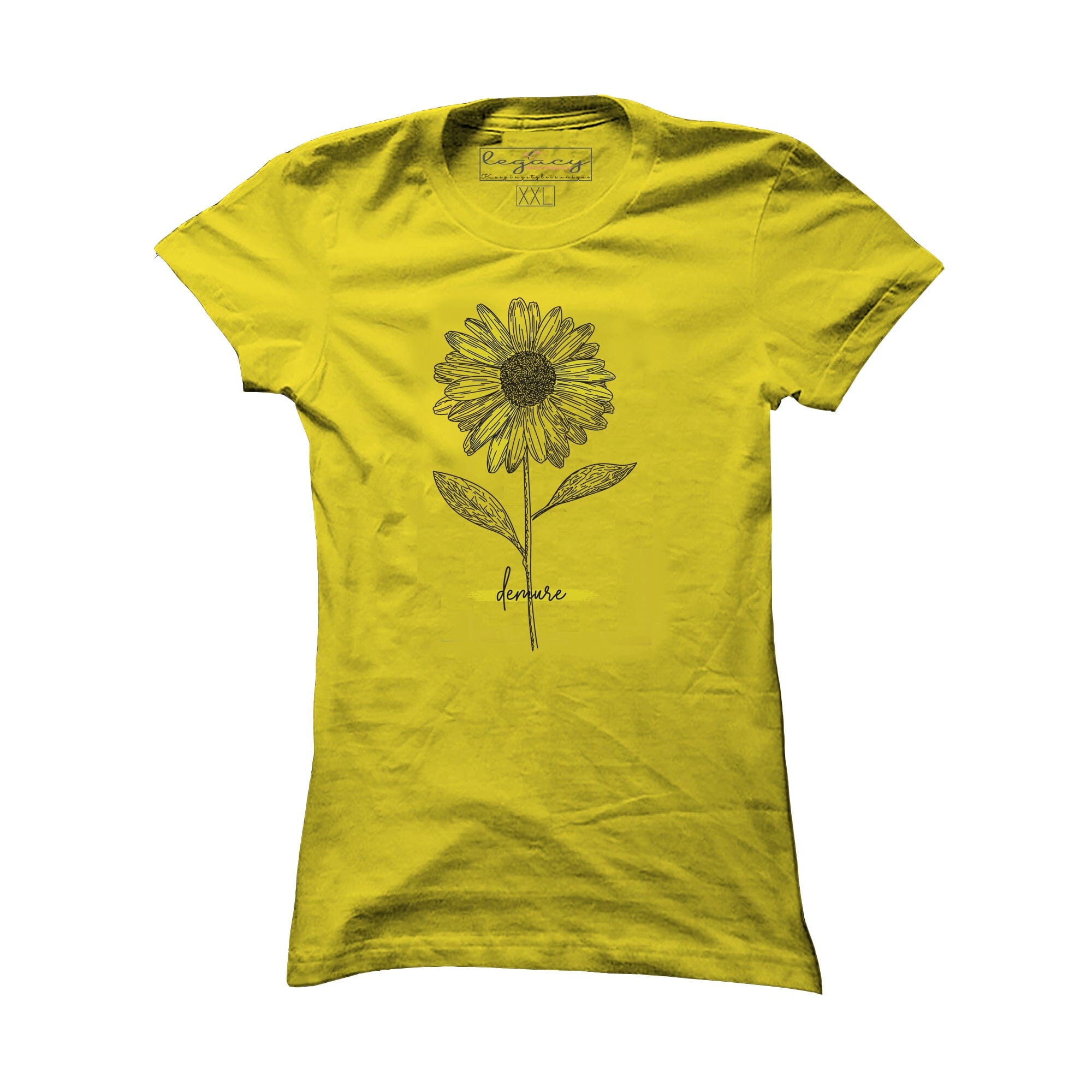 Ladies Short Sleeve cotton T-Shirt Yellow Legacy Boutiques Legacy Boutiques