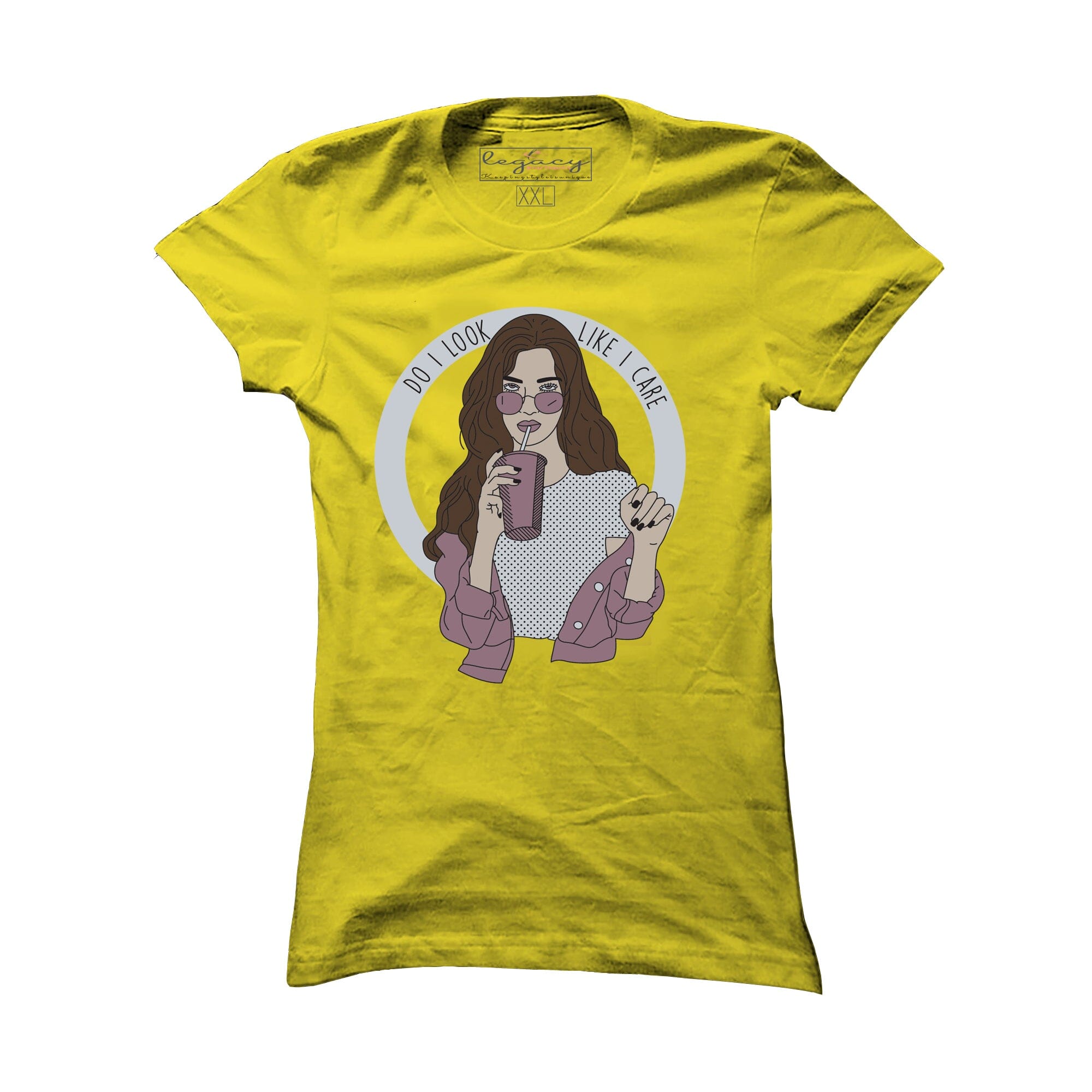 Ladies Short Sleeve cotton T-Shirt Yellow Legacy Boutiques Legacy Boutiques