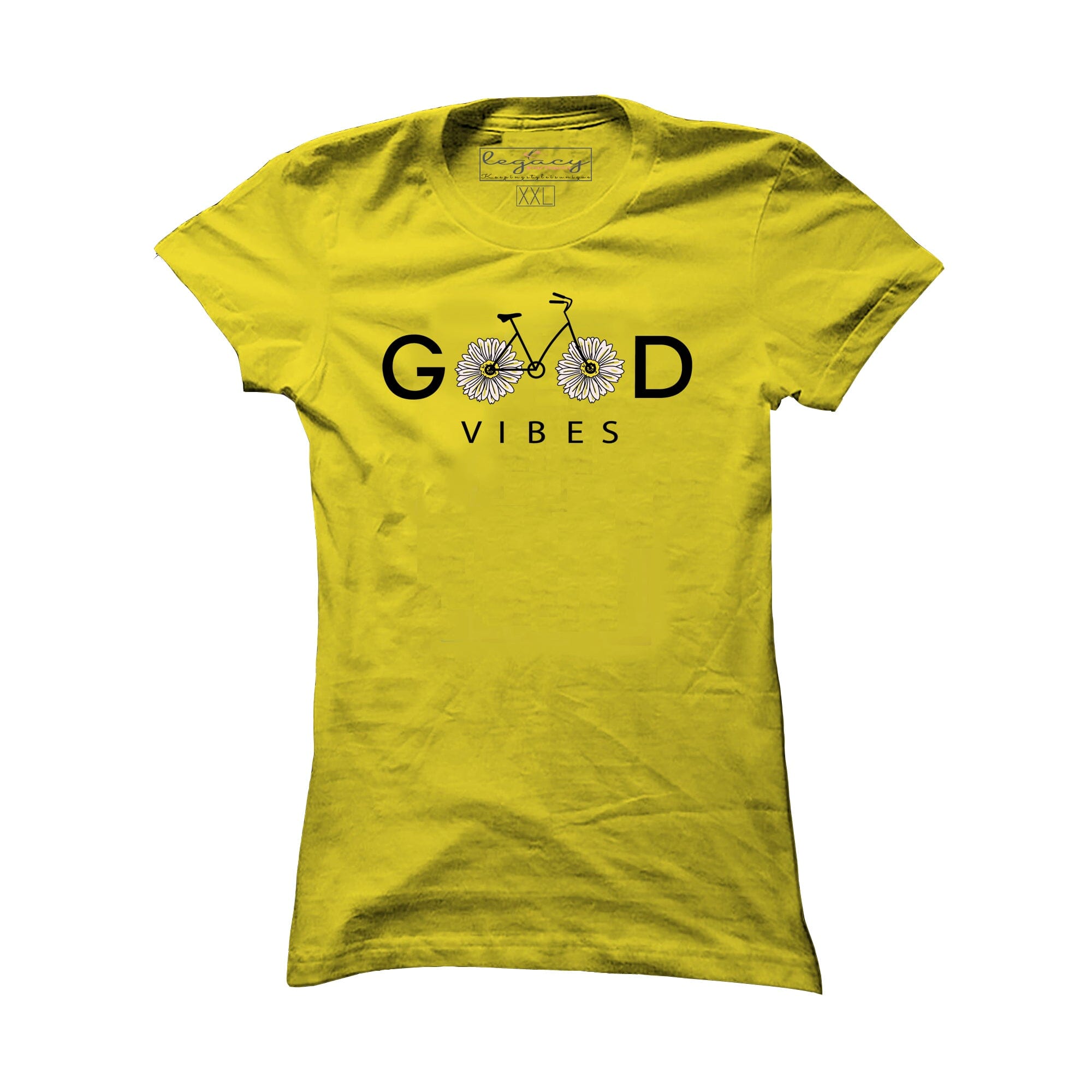 Ladies Short Sleeve cotton T-Shirt Yellow Legacy Boutiques Legacy Boutiques