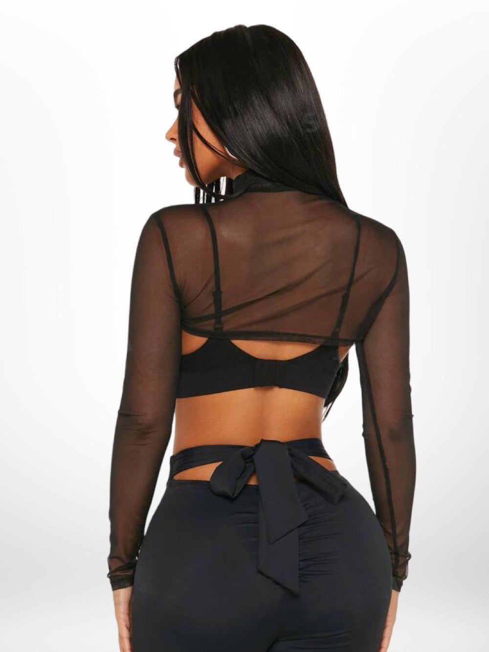 Legacy Boutiques Dhaka | Mock Neck Super Crop Mesh Top Without Bra Legacy Boutiques Legacy Boutiques