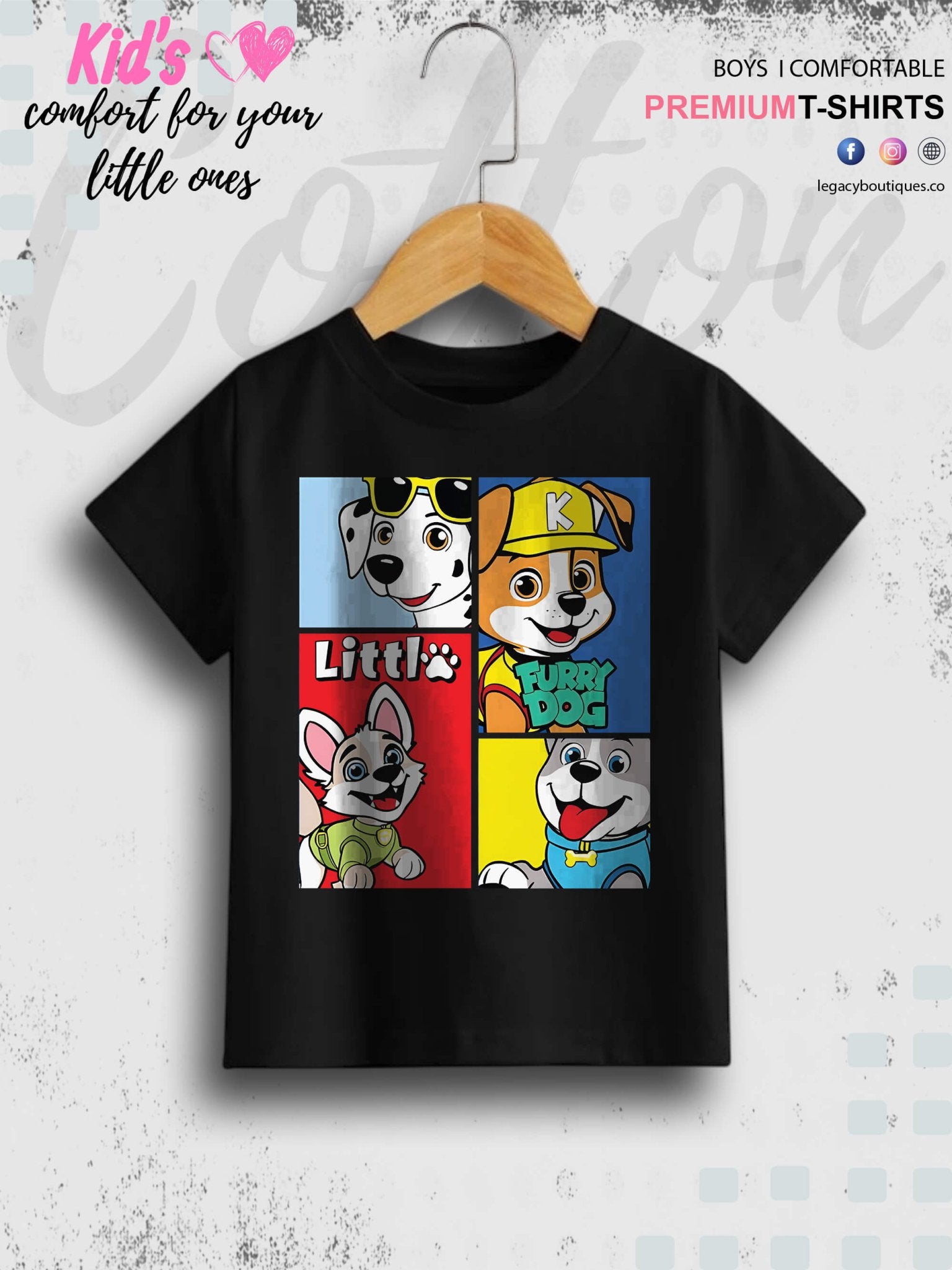 Little Furry Dog Cartoon Print 1 To 11 Year Kids Boys T-Shirt In Lowest Price Only In BD Legacy Boutiques Legacy Boutiques