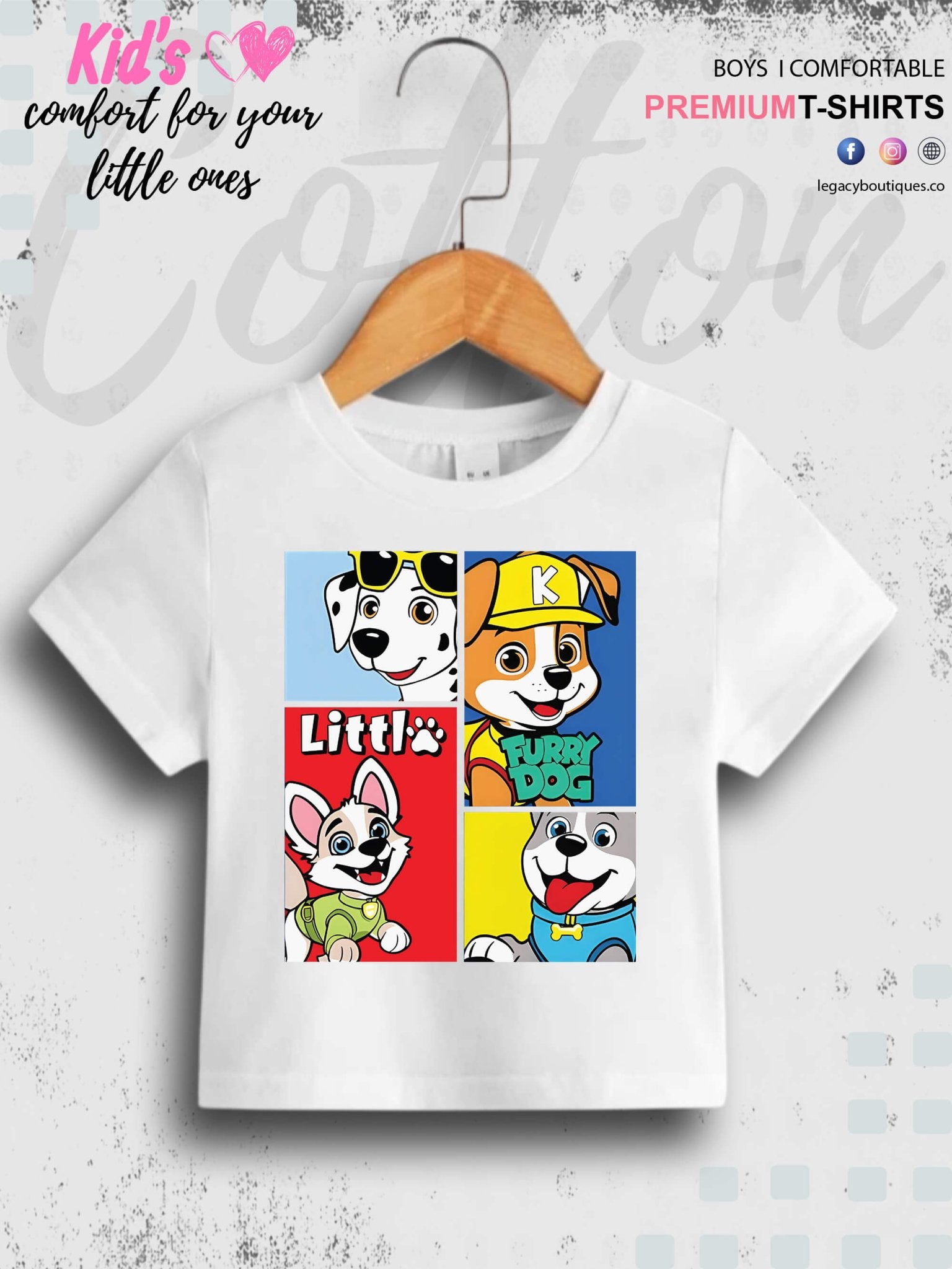 Little Furry Dog Cartoon Print 1 To 11 Year Kids Boys T-Shirt In Lowest Price Only In BD Legacy Boutiques Legacy Boutiques