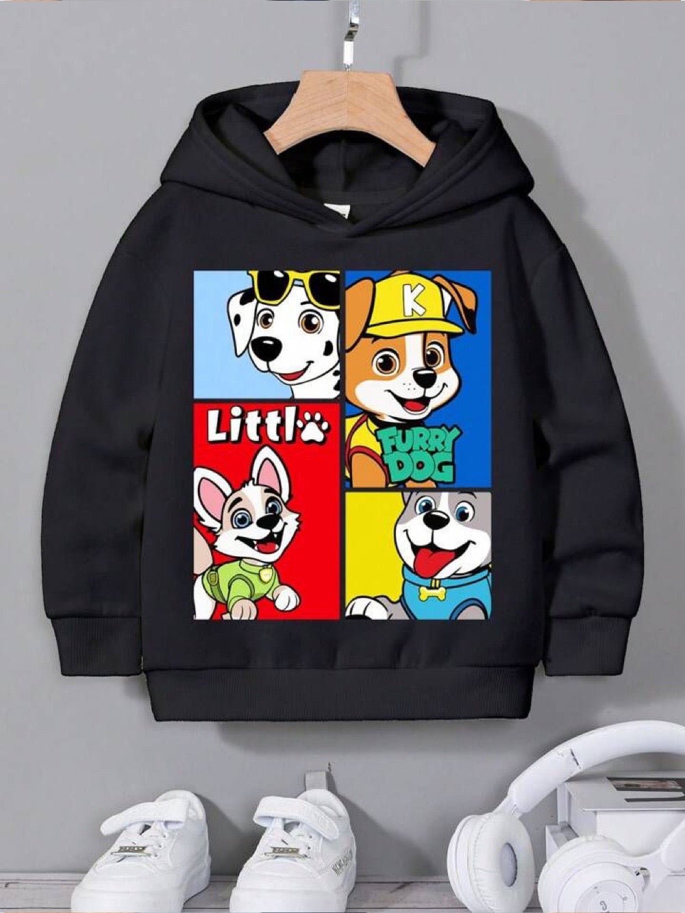 Little Furry Dog Cartoon Printed Kids Boys and Girls Hoodie Legacy Boutiques Legacy Boutiques