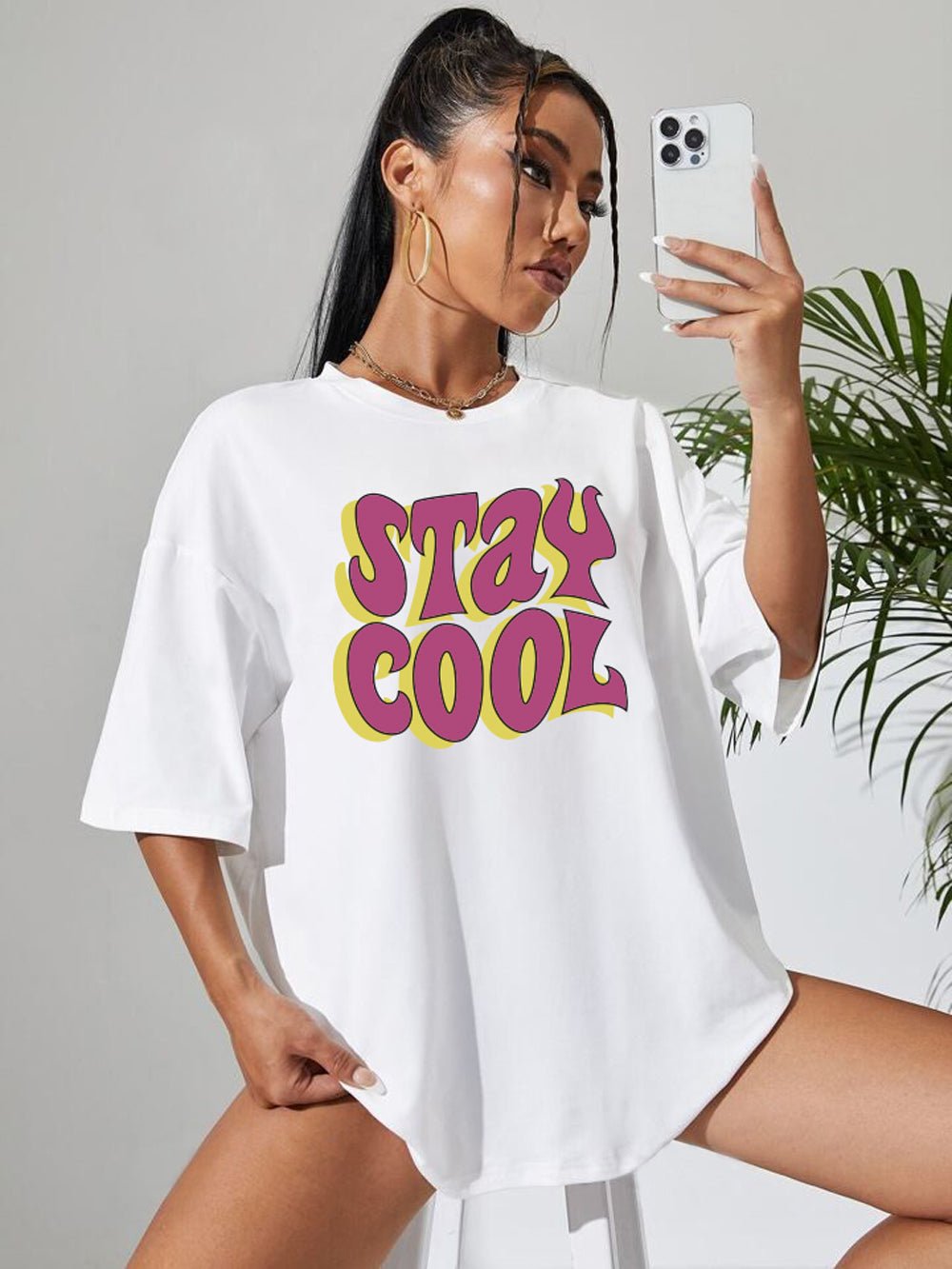 Looney Tunes: Bunny Stay Cool Graphic Printed Womens Drop Shoulder T-shirt Legacy Boutiques Dhaka Legacy Boutiques Legacy Boutiques