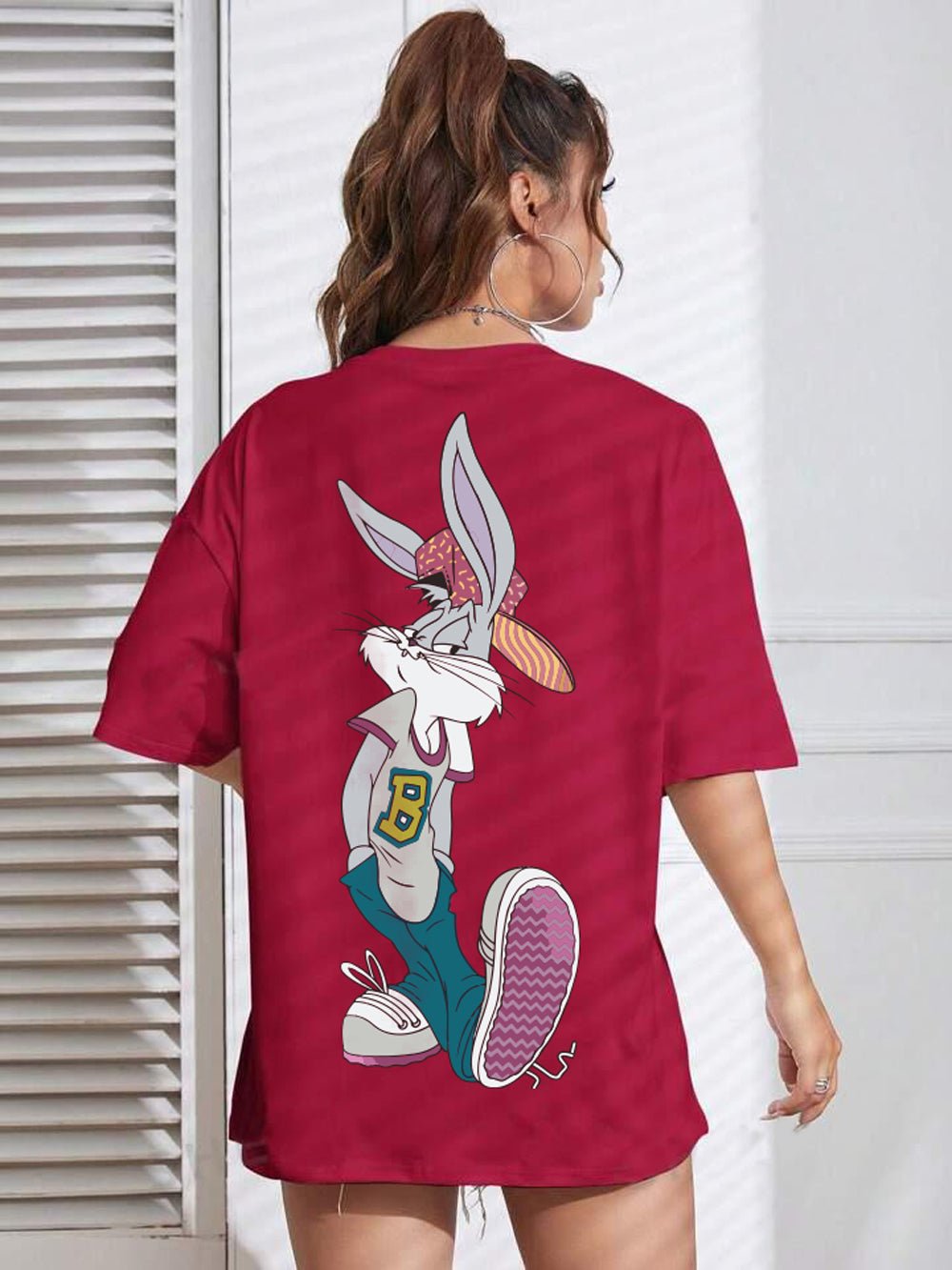 Looney Tunes: Bunny Stay Cool Graphic Printed Womens Drop Shoulder T-shirt Legacy Boutiques Dhaka Legacy Boutiques Legacy Boutiques
