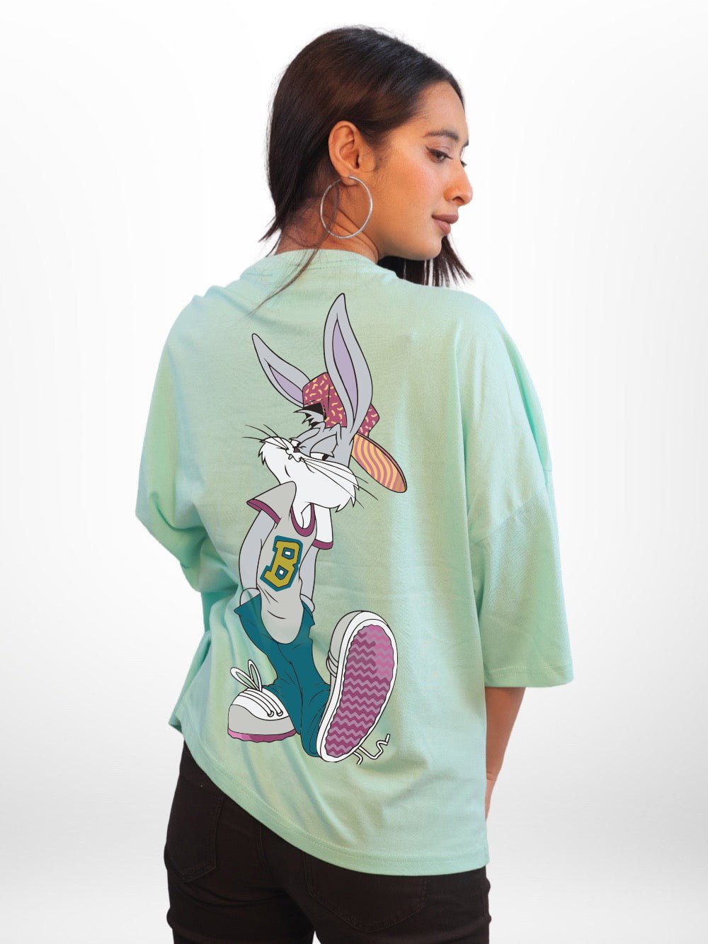 Looney Tunes: Bunny Stay Cool Graphic Printed Womens Drop Shoulder T-shirt Legacy Boutiques Dhaka Legacy Boutiques Legacy Boutiques