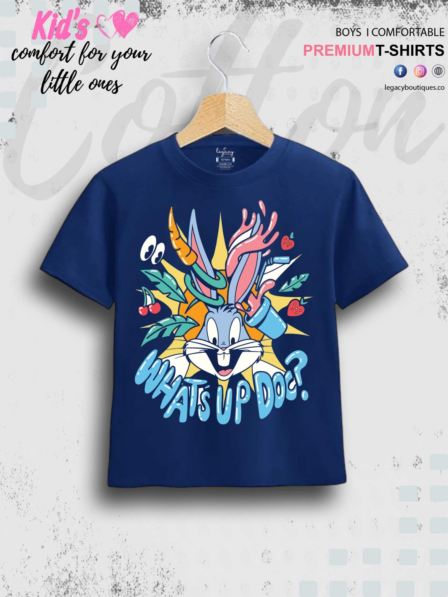 Looney Tunes Cartoon Bunny Whats Up Doc Printed Boys High Quality T-Shirt Only In Dhaka Legacy Boutiques Legacy Boutiques