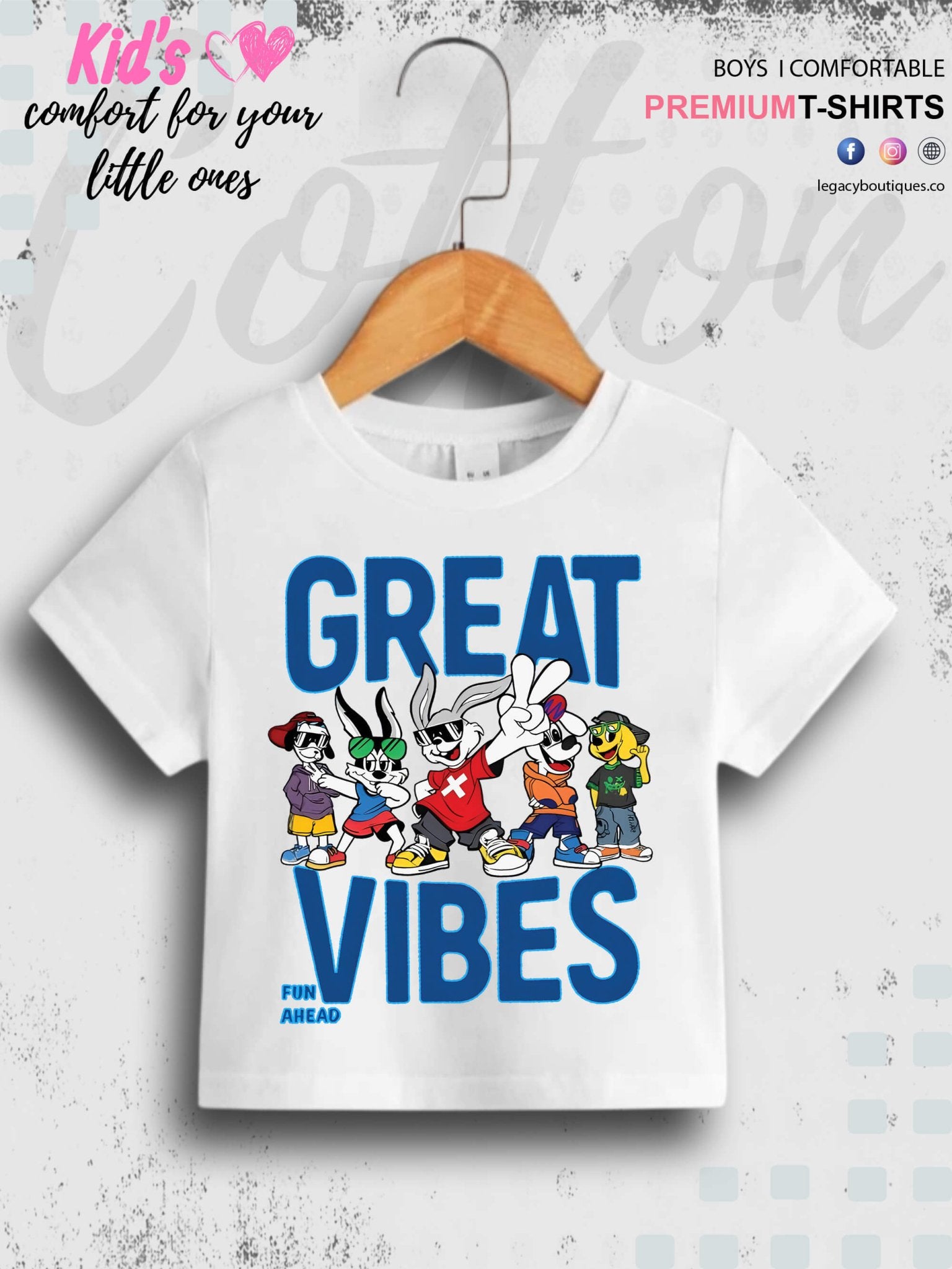 Looney Tunes Cartoon Great Vibes Print 1 To 11 Year Kids Boys Tee In Lowest Price Only In BD Legacy Boutiques Legacy Boutiques
