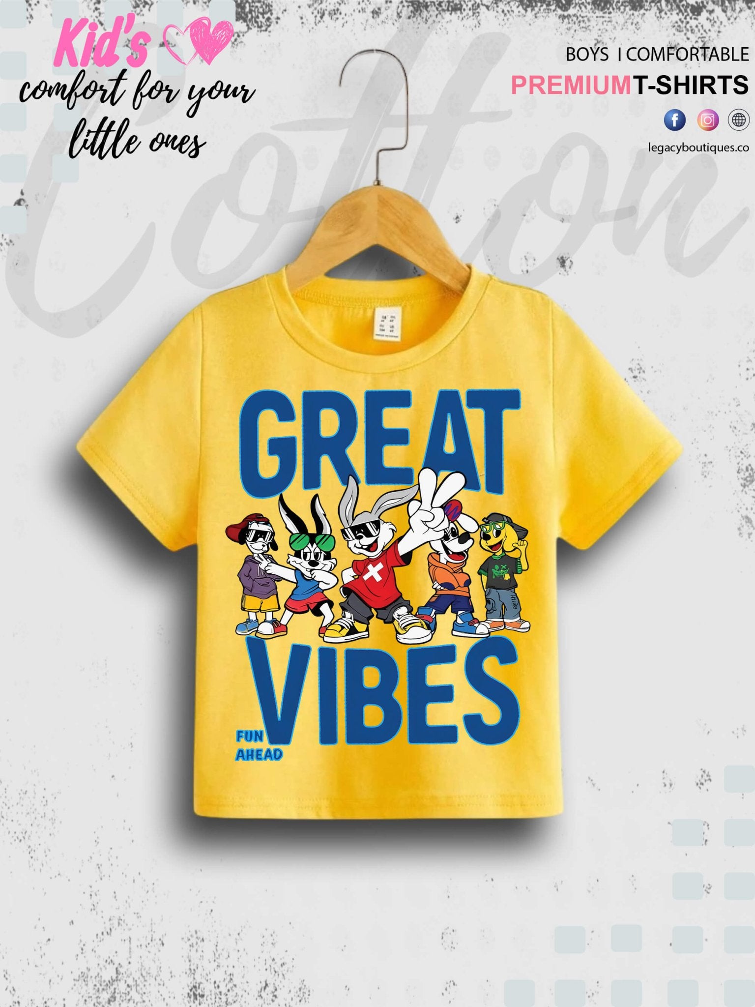 Looney Tunes Cartoon Great Vibes Print 1 To 11 Year Kids Boys Tee In Lowest Price Only In BD Legacy Boutiques Legacy Boutiques