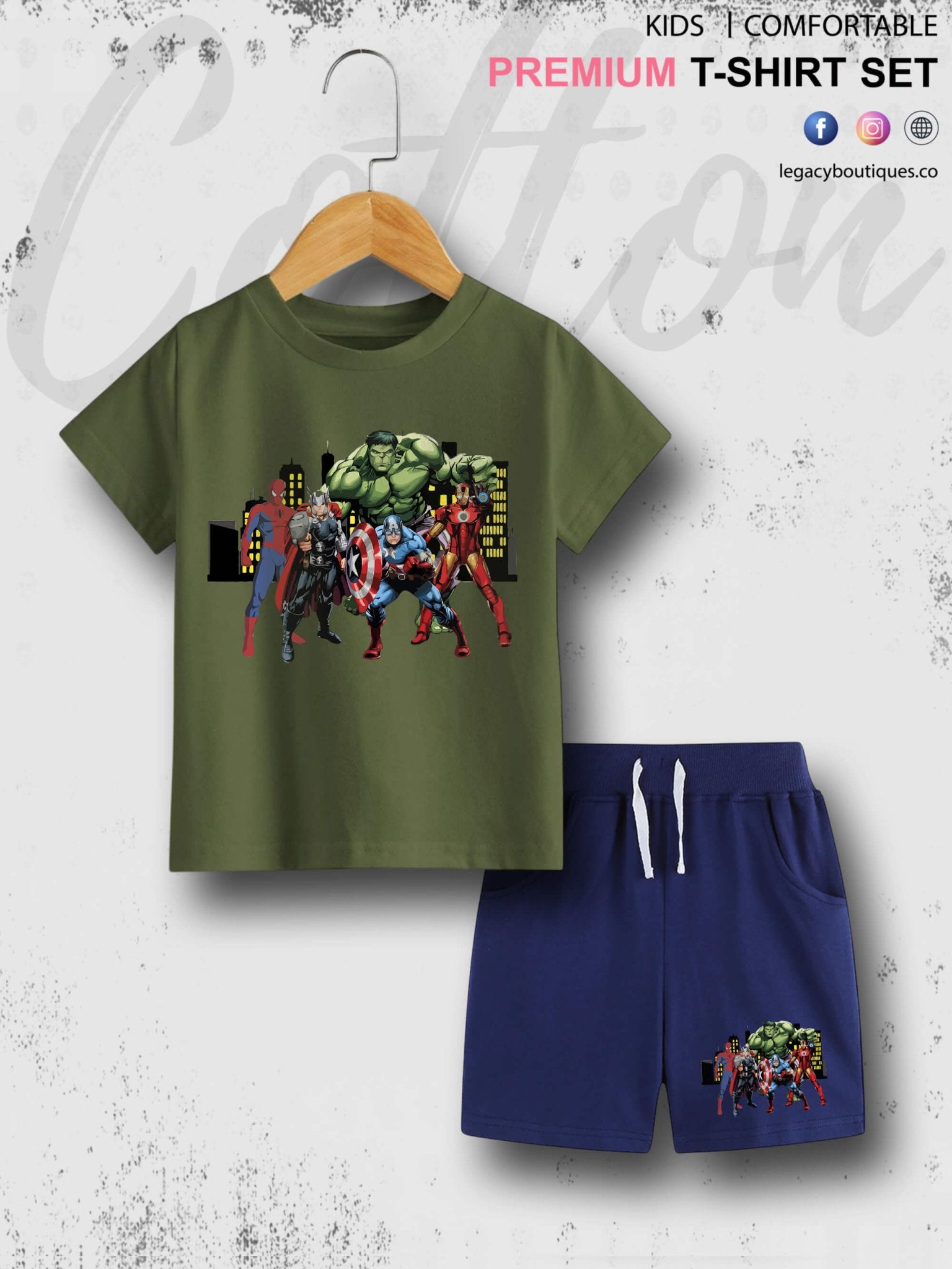 Marvel Avengers Kids Casual 6 Month To 6 Year Summer Time Babies T-shirt Set Legacy Boutiques Legacy Boutiques