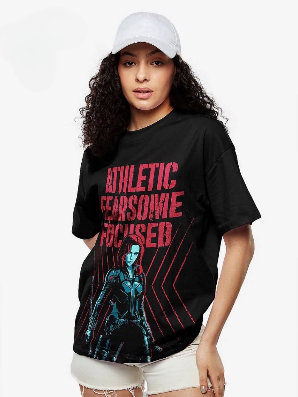 Marvel Black Widow Athletic Fearsome Focused Printed High Quality Womens Drop Shoulder T shirt Legacy Boutiques Bangladesh Legacy Boutiques Legacy Boutiques