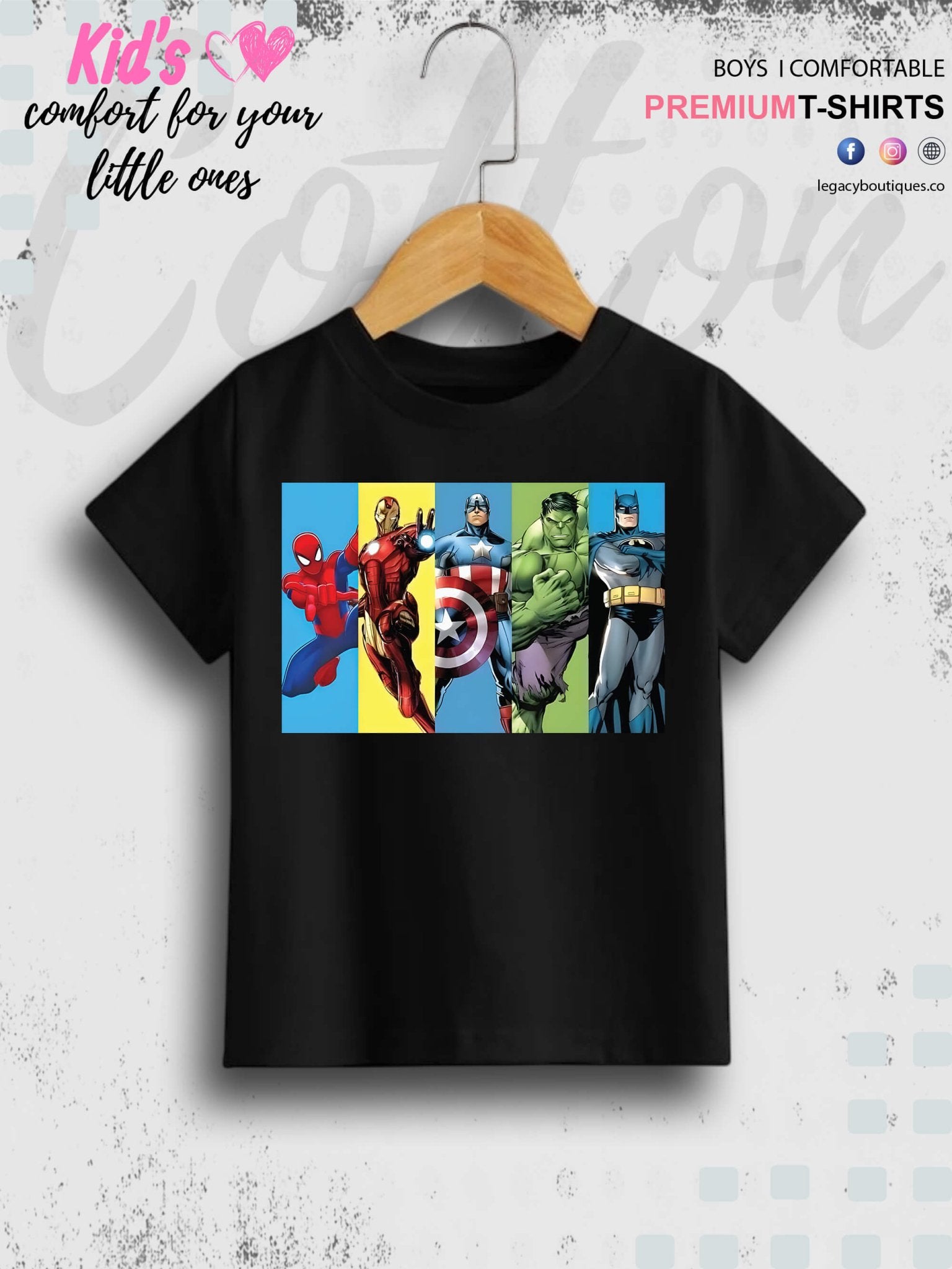 Marvel Comic All Super Hero Characters Print 1 To 11 Year Kids Boys Summer Time T-Shirt In Lowest Price Only In Dhaka Legacy Boutiques Legacy Boutiques