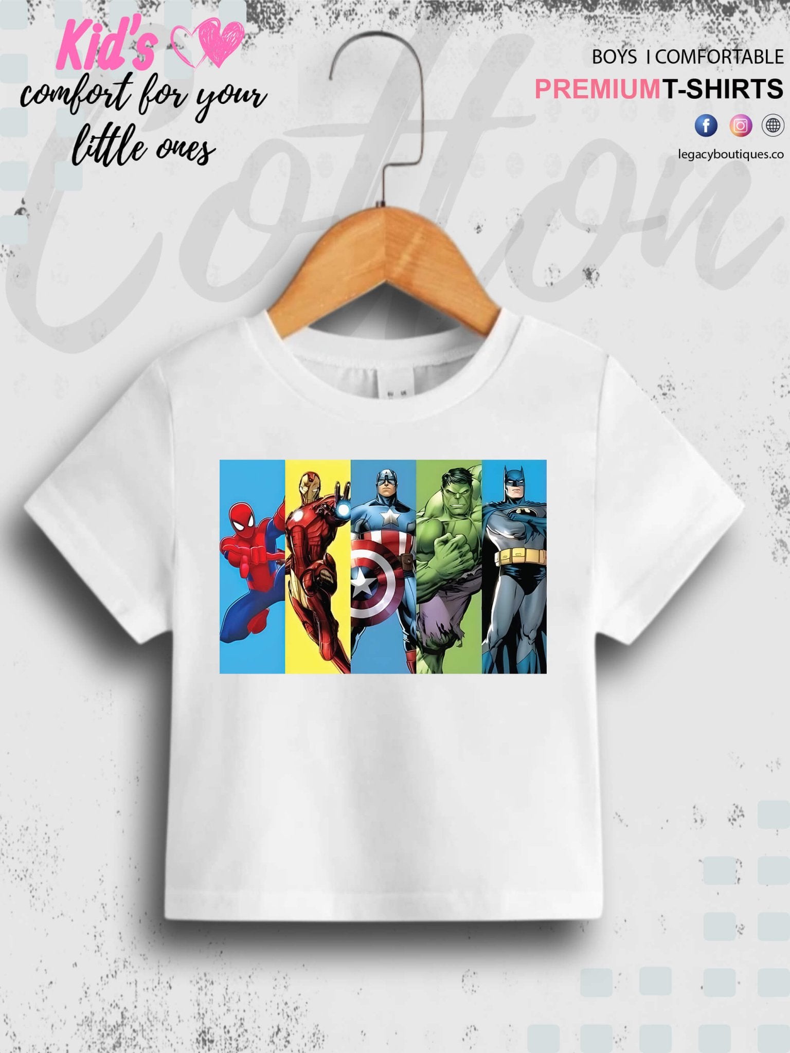 Marvel Comic All Super Hero Characters Print 1 To 11 Year Kids Boys Summer Time T-Shirt In Lowest Price Only In Dhaka Legacy Boutiques Legacy Boutiques