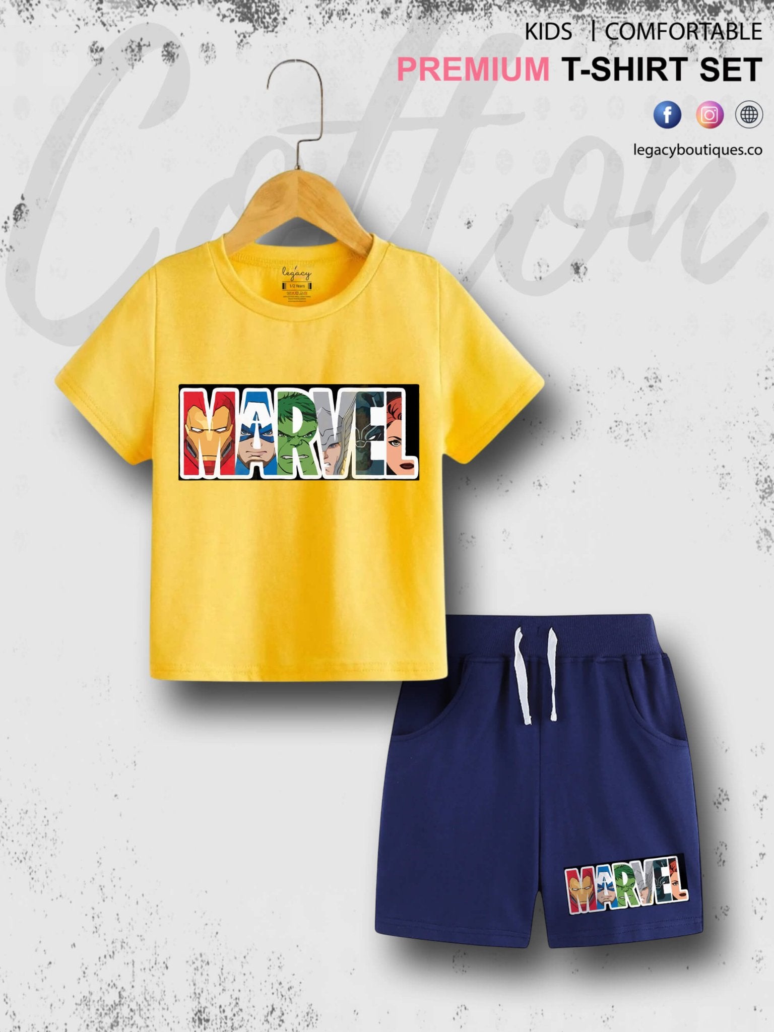 MARVEL Kids Casual 6 Month To 6 Year Summer Time Babies T-shirt Set Legacy Boutiques Legacy Boutiques