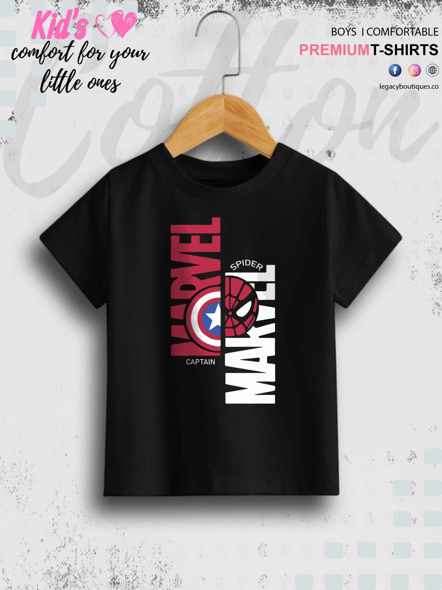 Marvel Spiderman & Captain America 1 To 11 Year Kids Boys Summer Time Casual T-Shirt In Cheapest Price Only In BD Legacy Boutiques Legacy Boutiques