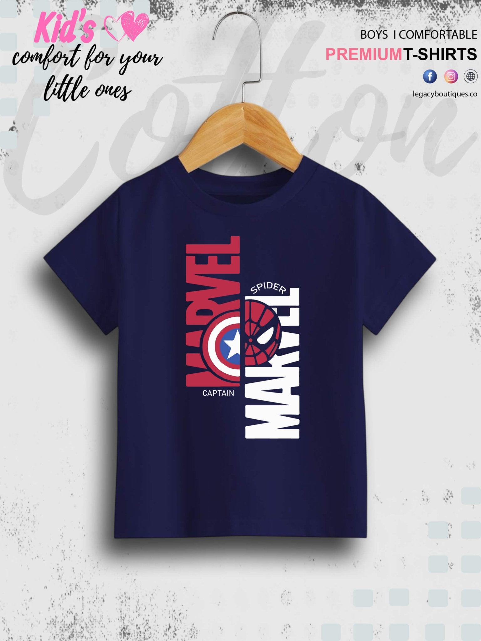 Marvel Spiderman & Captain America 1 To 11 Year Kids Boys Summer Time Casual T-Shirt In Cheapest Price Only In BD Legacy Boutiques Legacy Boutiques
