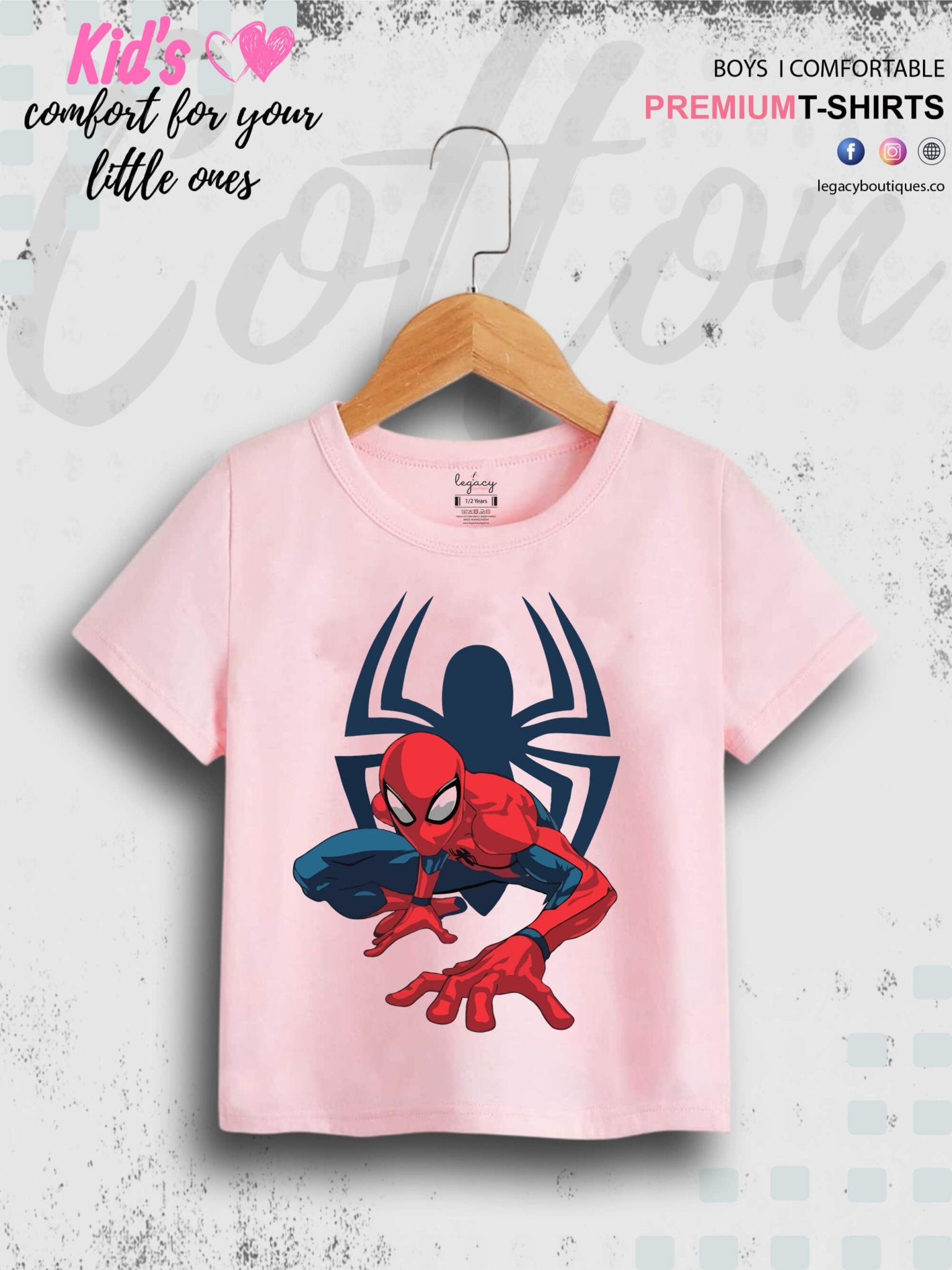 Marvel Spiderman Print Good Quality 1 To 11 Year Boys T-shirt In Lowest Price Only In BD Legacy Boutiques Legacy Boutiques