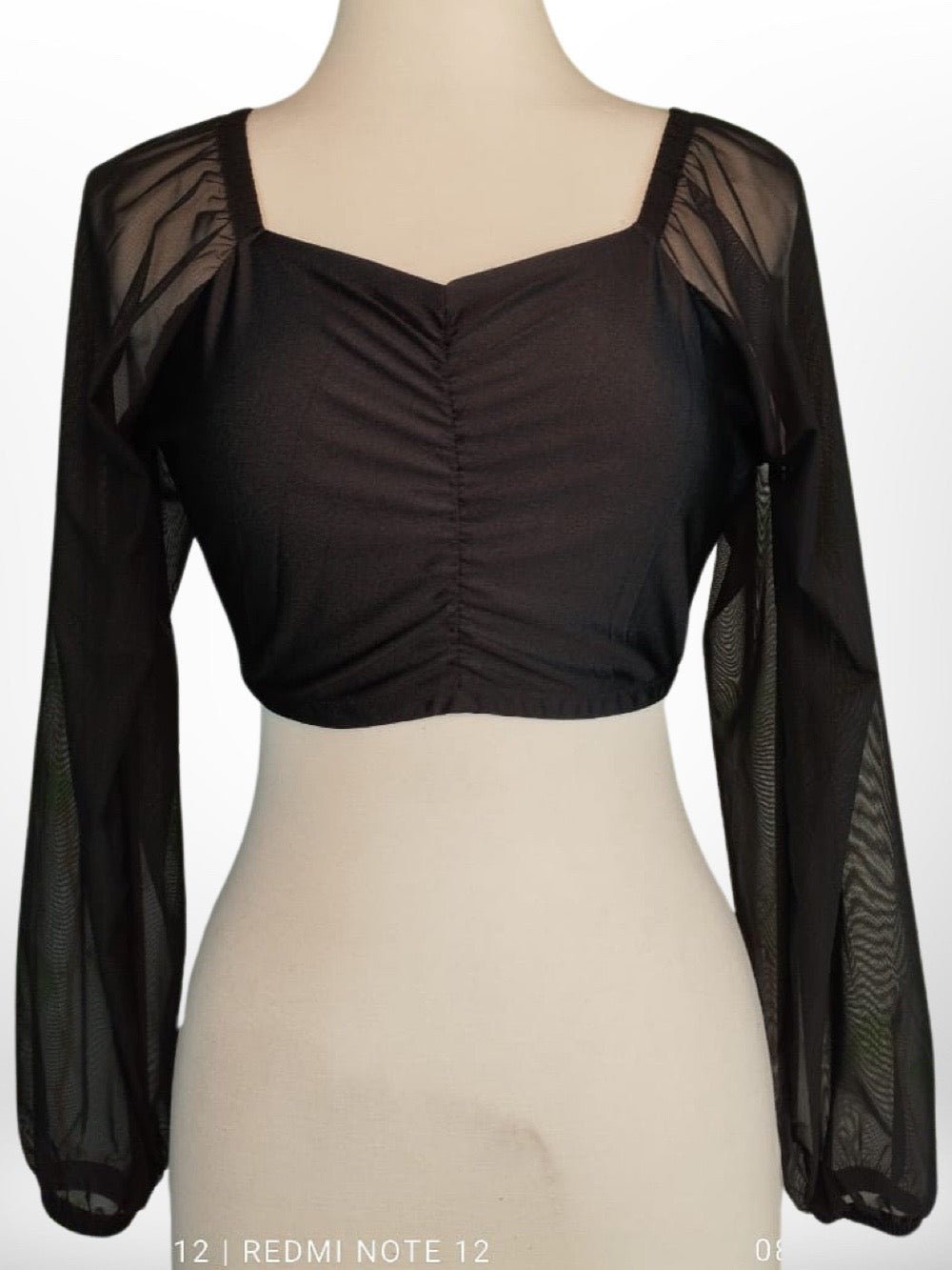 MESH LONG SLEEVE BLACK CROP TOP Legacy Boutiques Legacy Boutiques