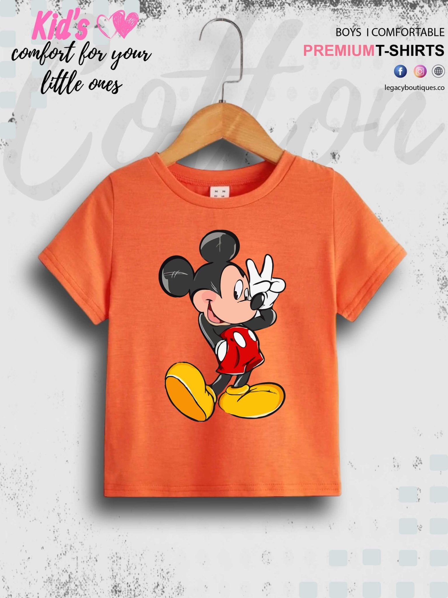 Mickey Cartoon Print 1 To 11 Year Kids Boys T-Shirt In Lowest Price Only In BD Legacy Boutiques Legacy Boutiques