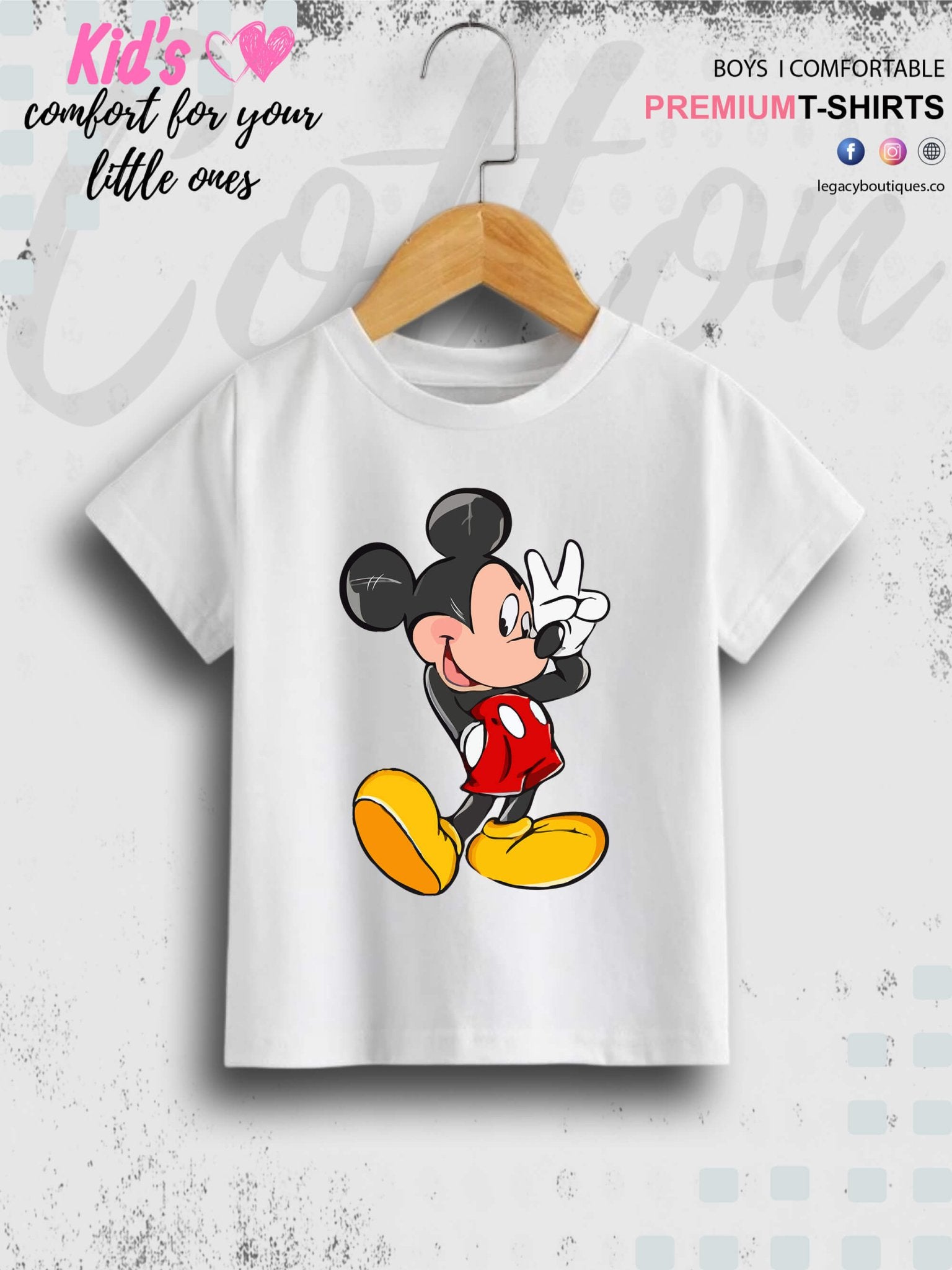 Mickey Cartoon Print 1 To 11 Year Kids Boys T-Shirt In Lowest Price Only In BD Legacy Boutiques Legacy Boutiques