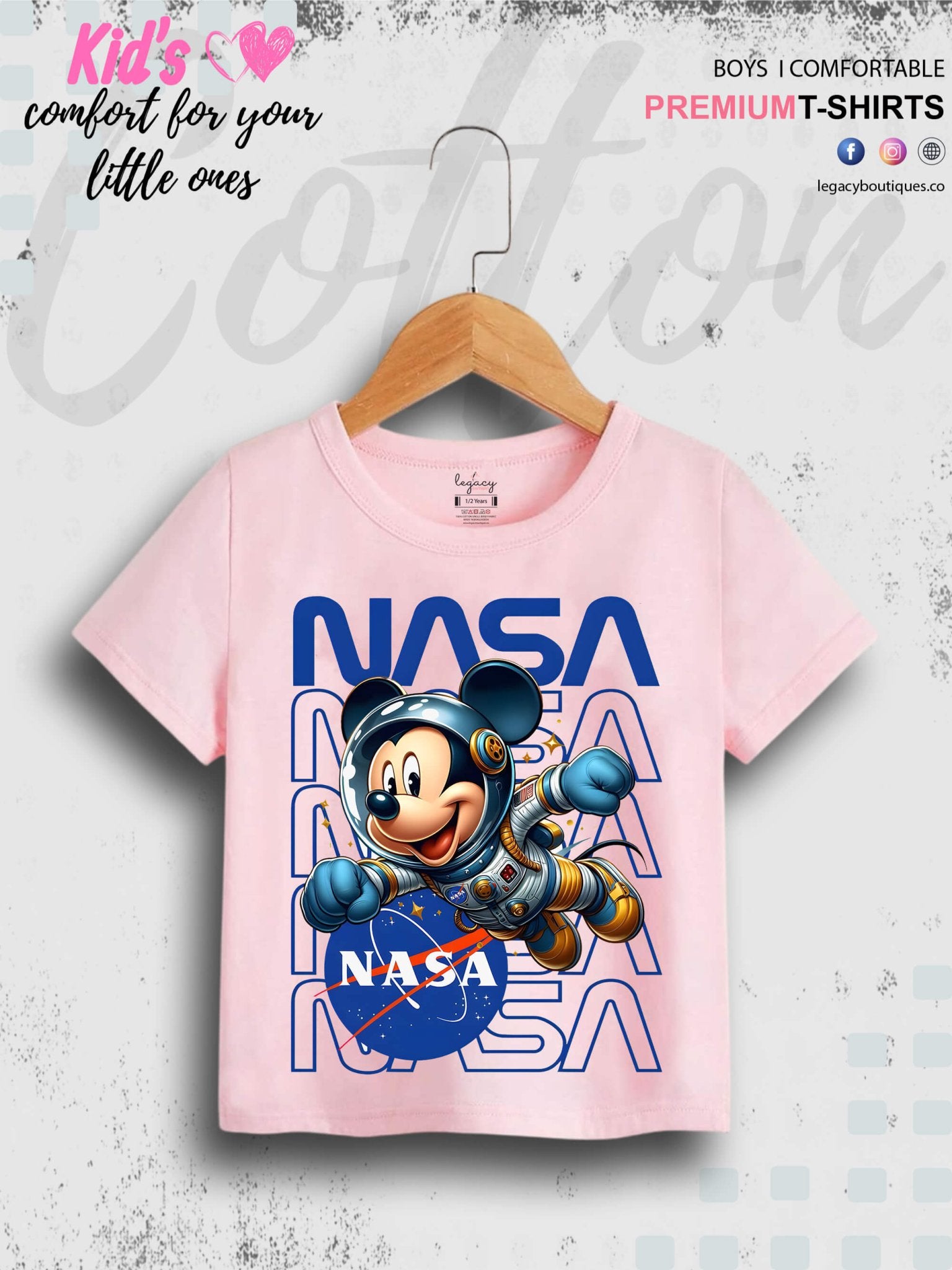 Mickey In Nasa Printed Cotton Baby Boys High Quality T-Shirt In Lowest Price Only In BD Legacy Boutiques Legacy Boutiques