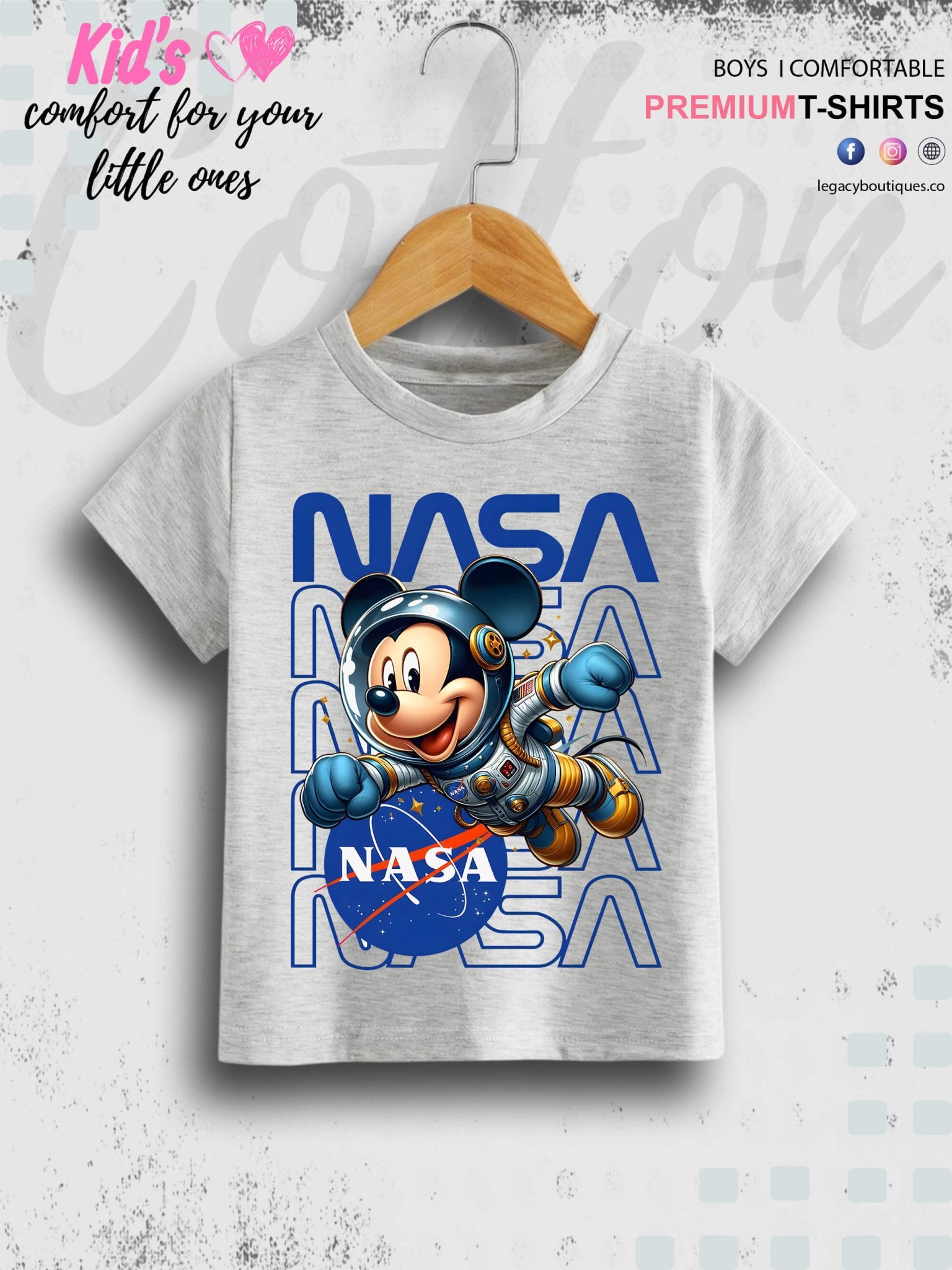 Mickey In Nasa Printed Cotton Baby Boys High Quality T-Shirt In Lowest Price Only In BD Legacy Boutiques Legacy Boutiques