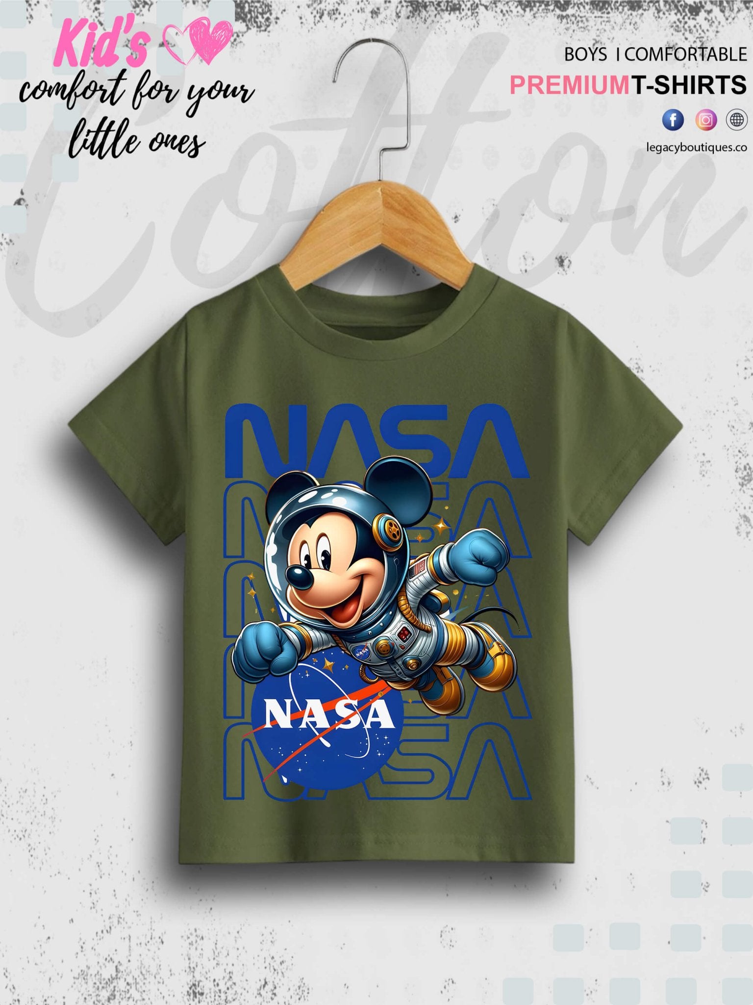 Mickey In Nasa Printed Cotton Baby Boys High Quality T-Shirt In Lowest Price Only In BD Legacy Boutiques Legacy Boutiques