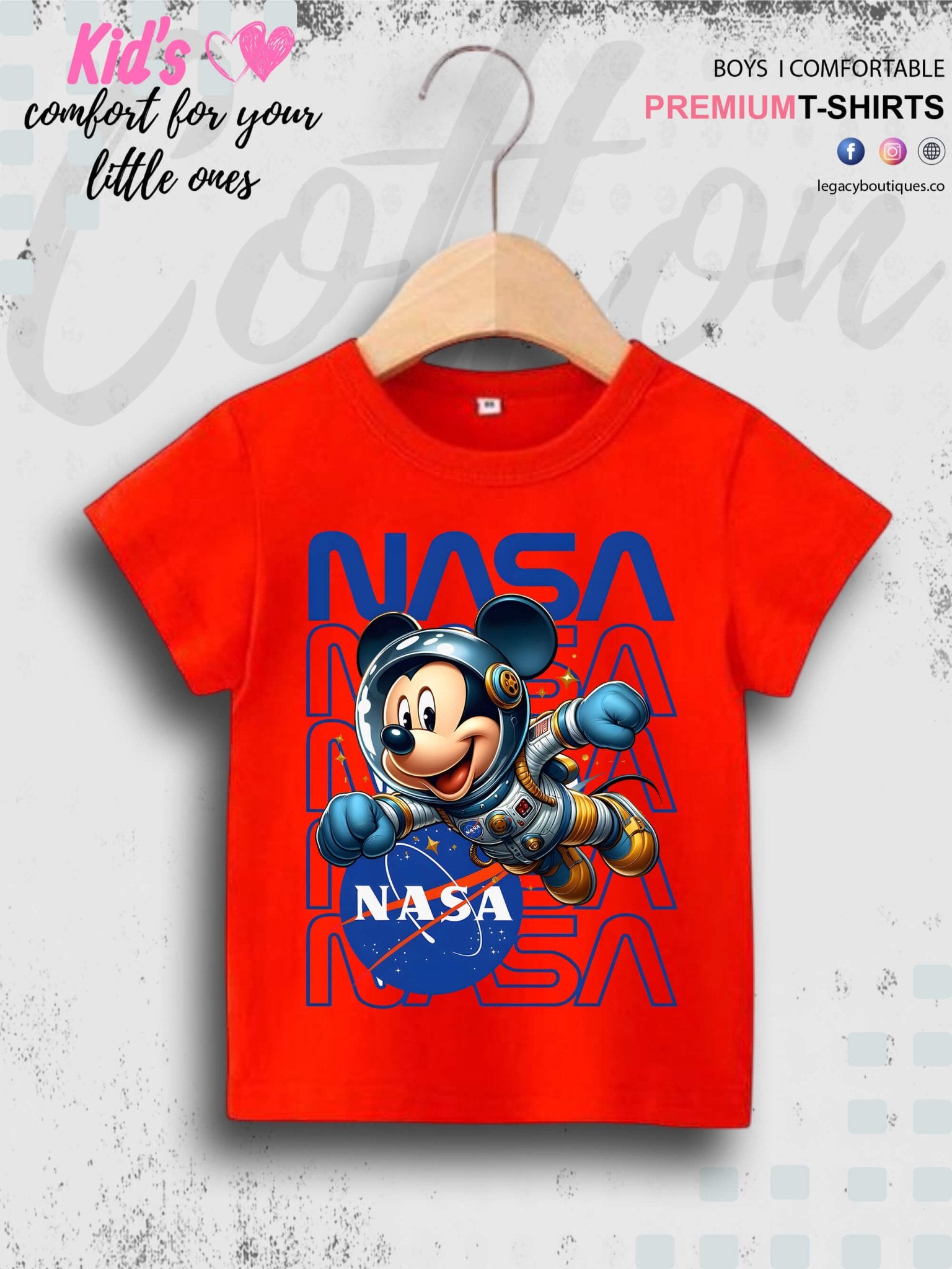 Mickey In Nasa Printed Cotton Baby Boys High Quality T-Shirt In Lowest Price Only In BD Legacy Boutiques Legacy Boutiques