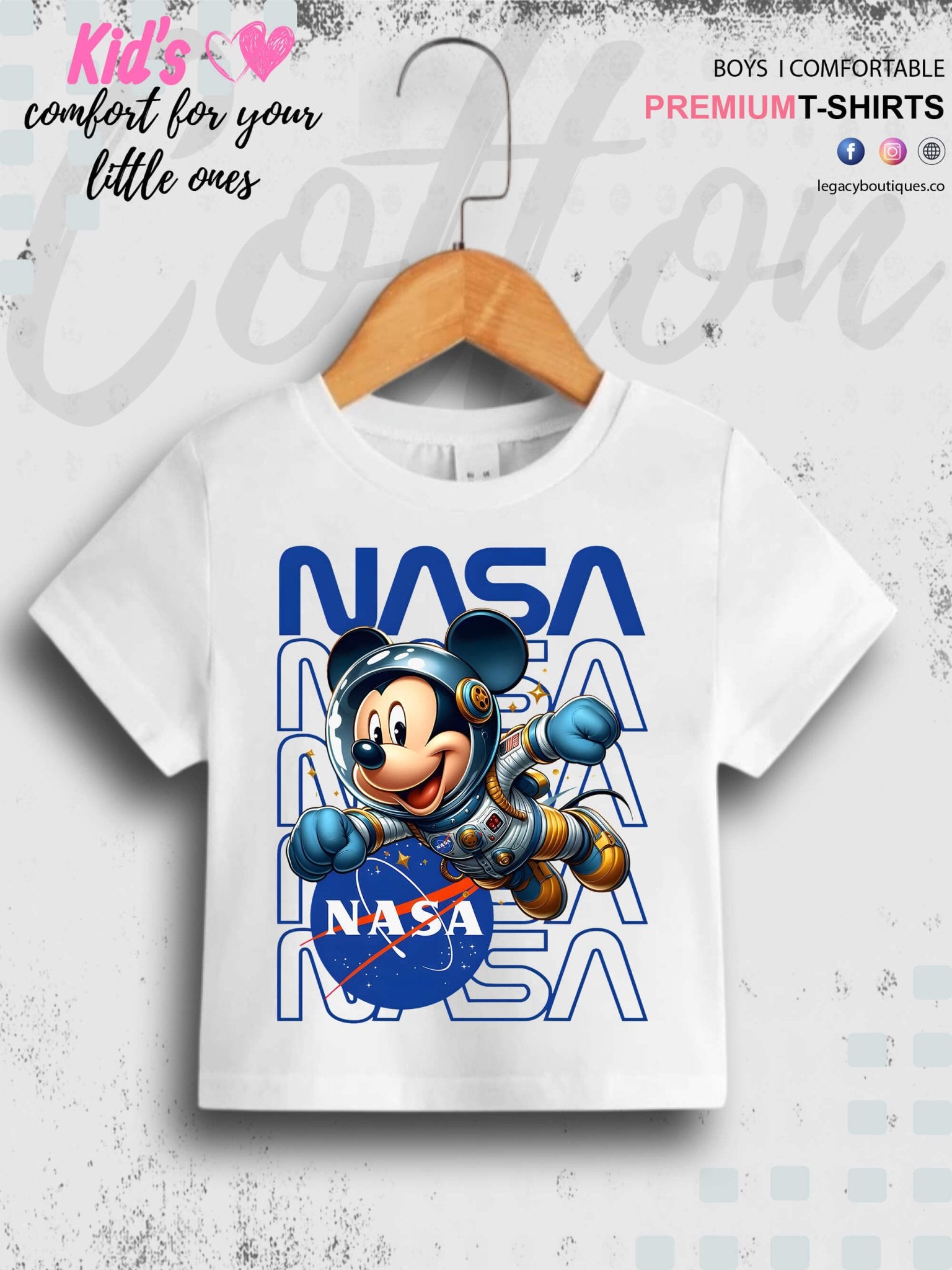 Mickey In Nasa Printed Cotton Baby Boys High Quality T-Shirt In Lowest Price Only In BD Legacy Boutiques Legacy Boutiques
