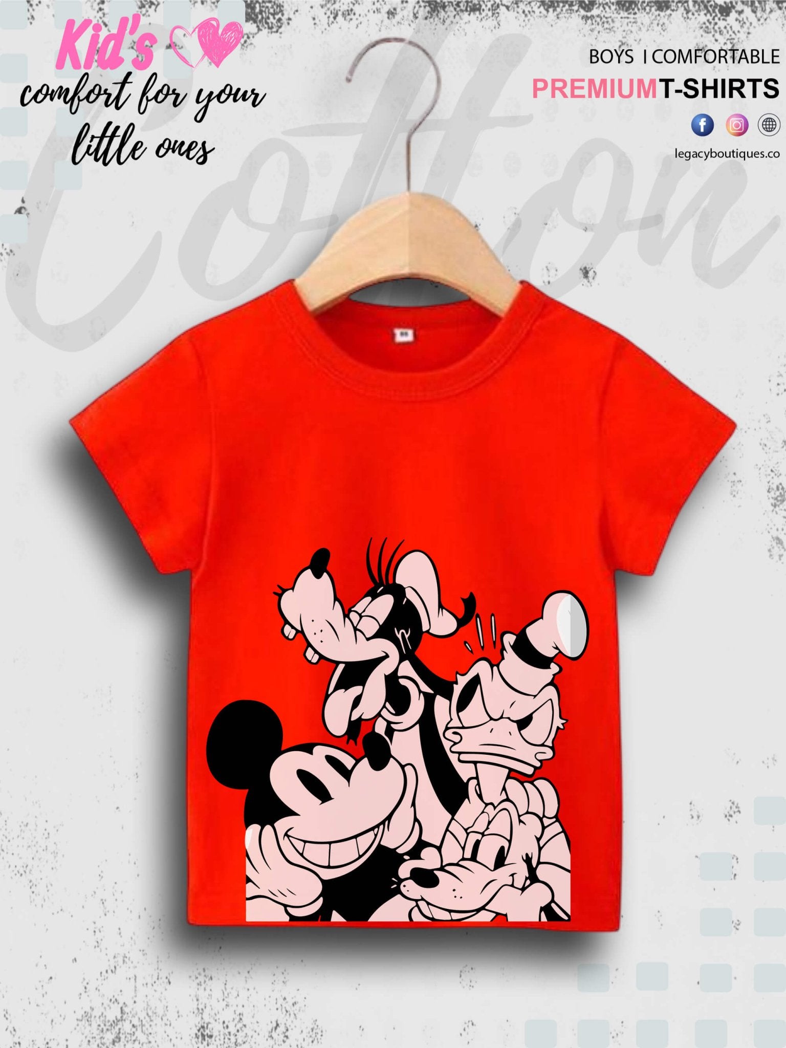 Mickey Mouse and Friends Printed 1 To 11 Year Kids Boys Summer Time T-Shirt In Cheapest Price Only In BD Legacy Boutiques Legacy Boutiques