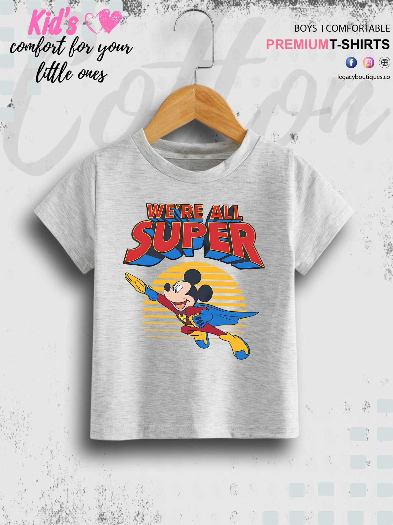Mickey Mouse Print 1 To 11 Year Kids Boys T-Shirt In Lowest Price Only In BD Legacy Boutiques Legacy Boutiques