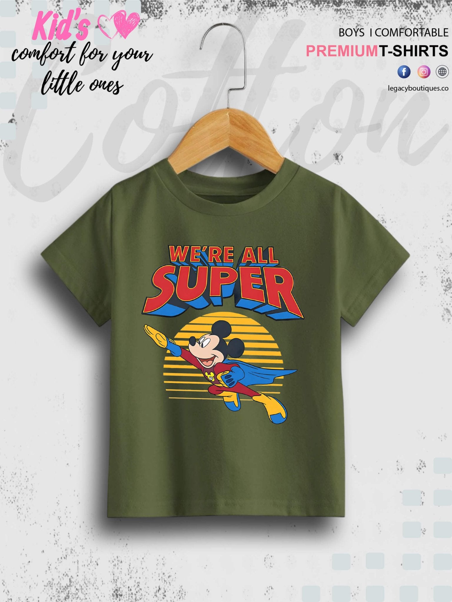 Mickey Mouse Print 1 To 11 Year Kids Boys T-Shirt In Lowest Price Only In BD Legacy Boutiques Legacy Boutiques