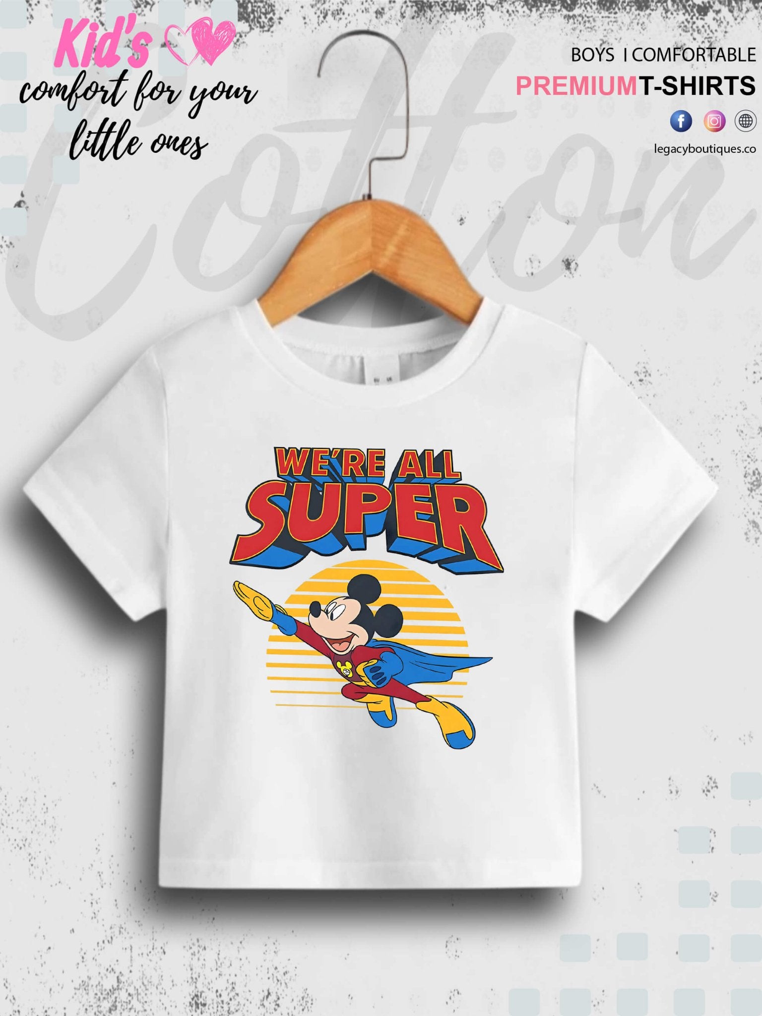 Mickey Mouse Print 1 To 11 Year Kids Boys T-Shirt In Lowest Price Only In BD Legacy Boutiques Legacy Boutiques