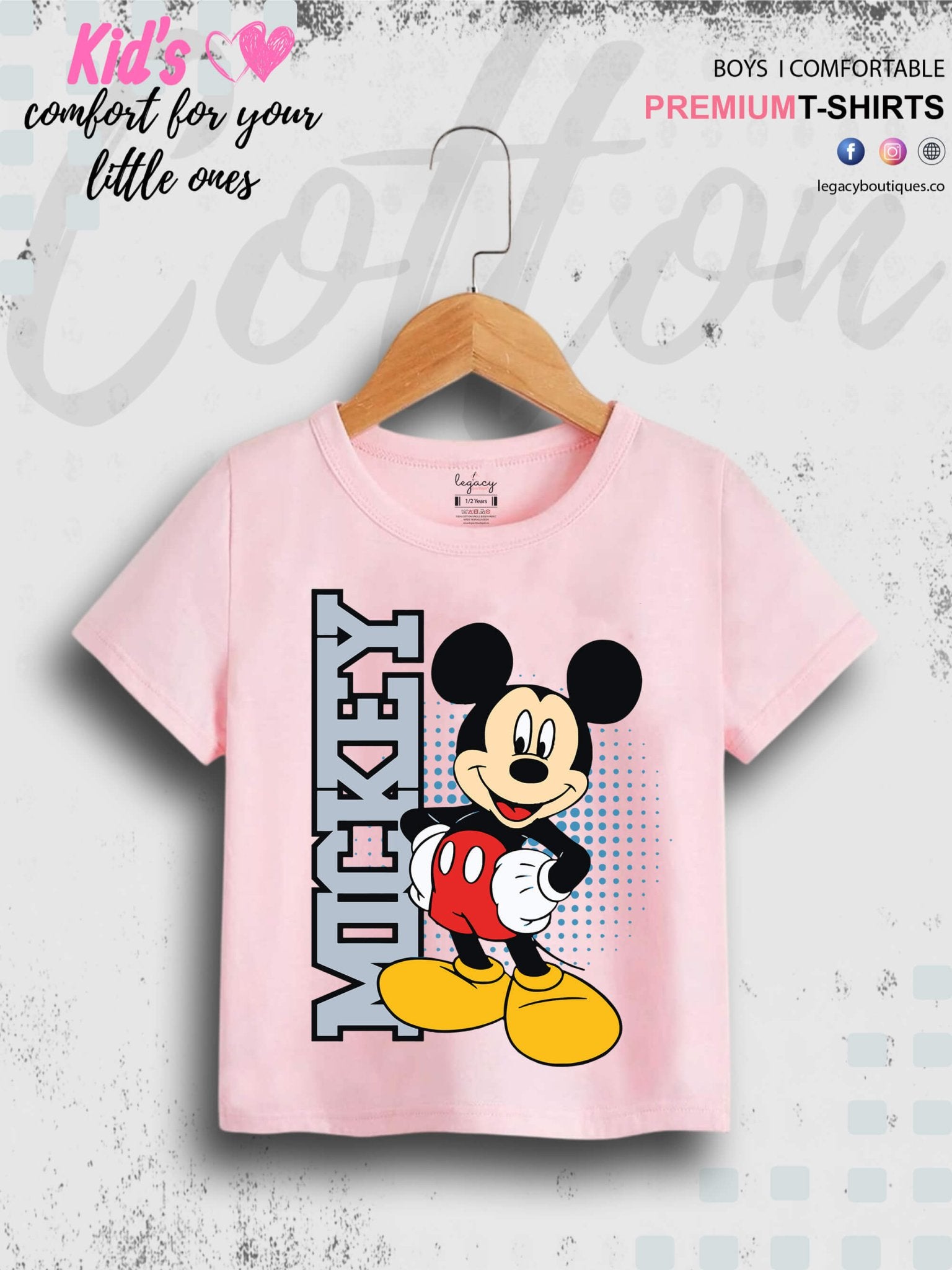 Mickey Printed 1 To 11 Year Kids Boys Summer Time T-Shirt In Lowest Price Only In Dhaka Legacy Boutiques Legacy Boutiques