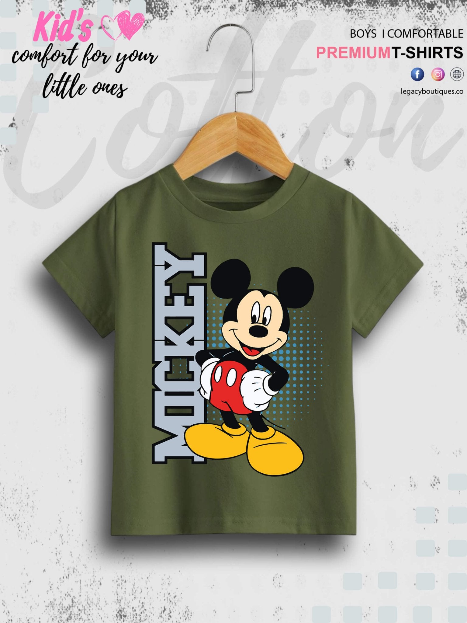 Mickey Printed 1 To 11 Year Kids Boys Summer Time T-Shirt In Lowest Price Only In Dhaka Legacy Boutiques Legacy Boutiques