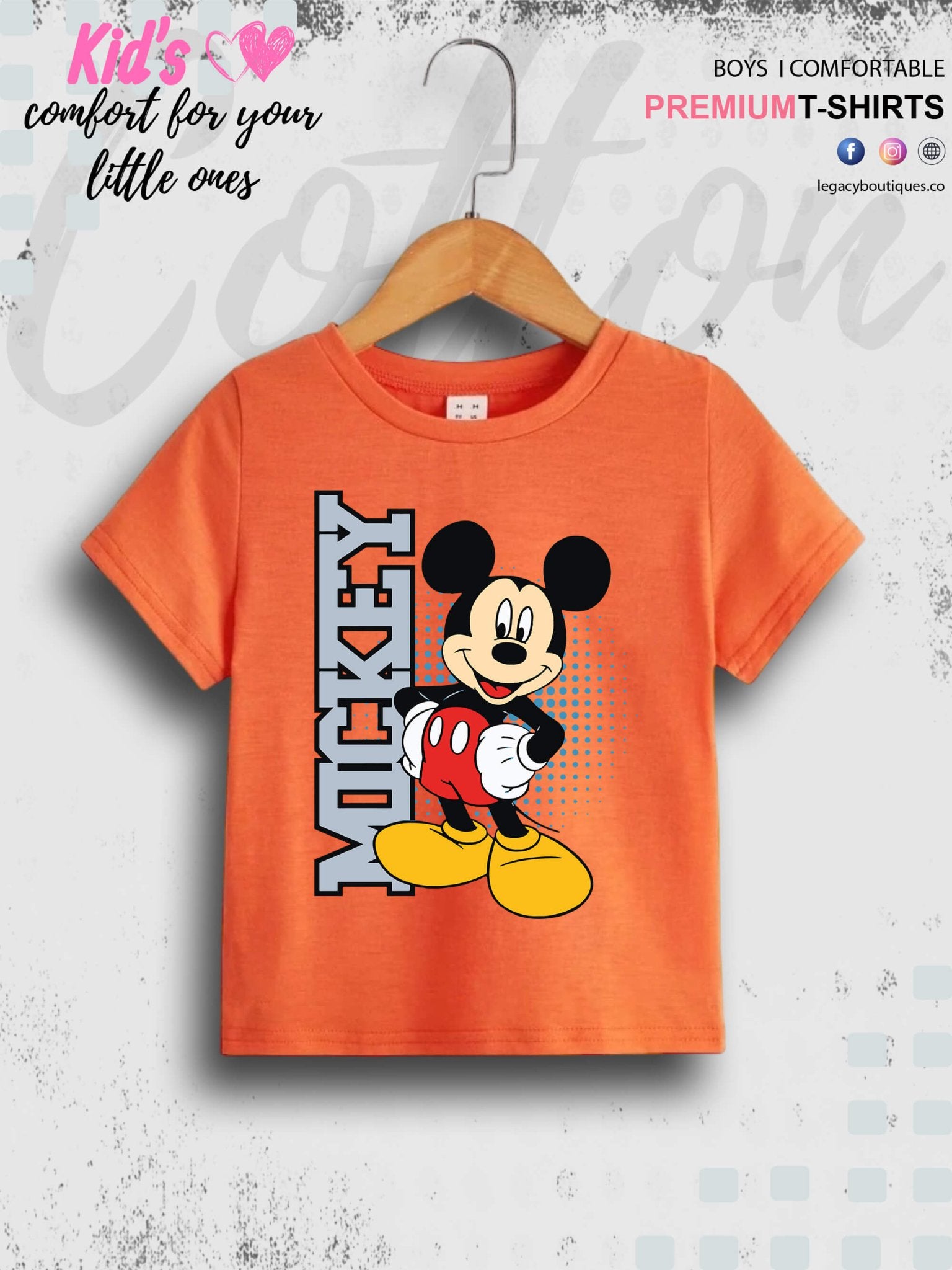 Mickey Printed 1 To 11 Year Kids Boys Summer Time T-Shirt In Lowest Price Only In Dhaka Legacy Boutiques Legacy Boutiques