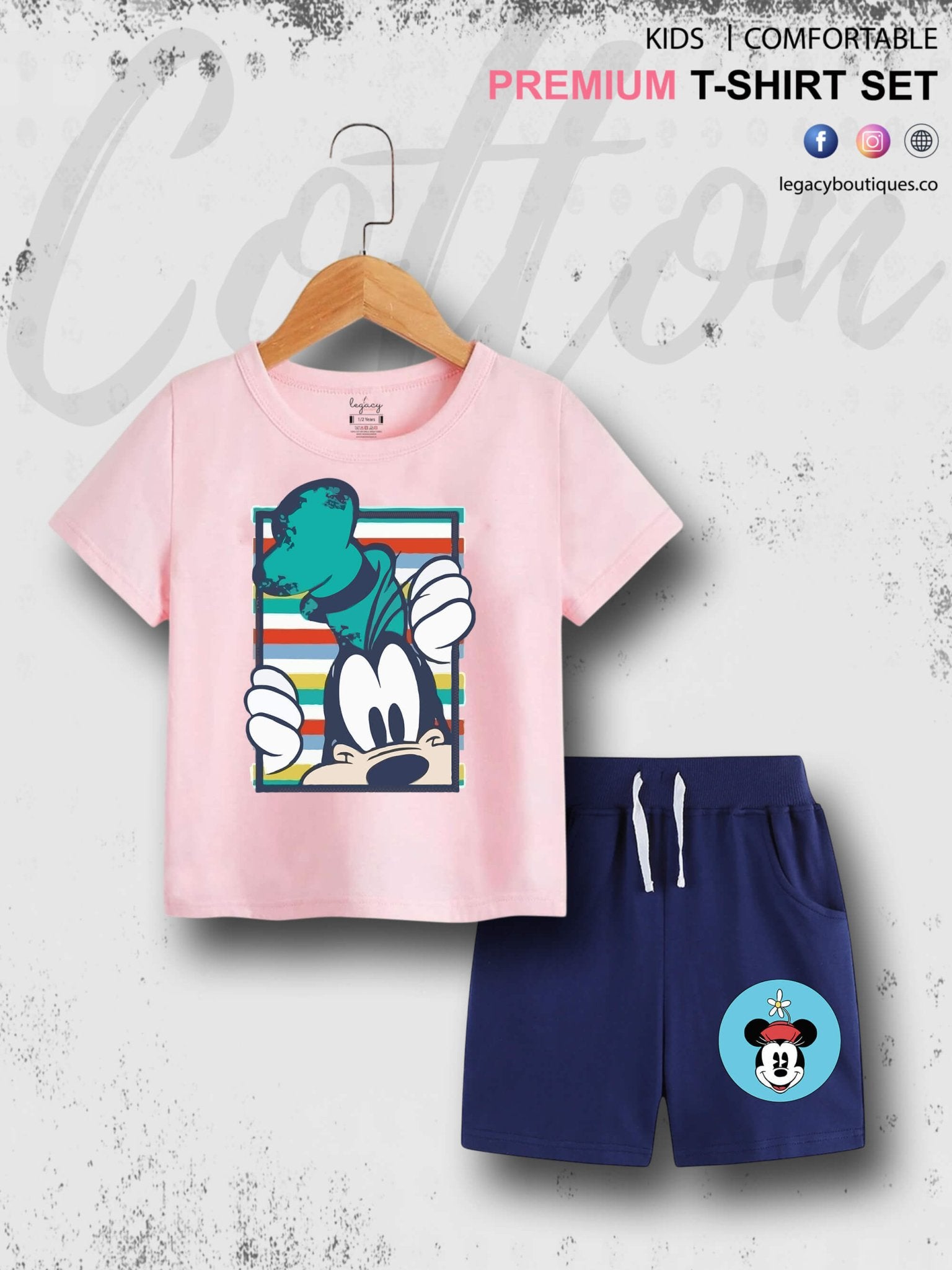 Mickeys Goofy Print 6 Month To 6 Year Good Quality T-shirt Set Legacy Boutiques Legacy Boutiques