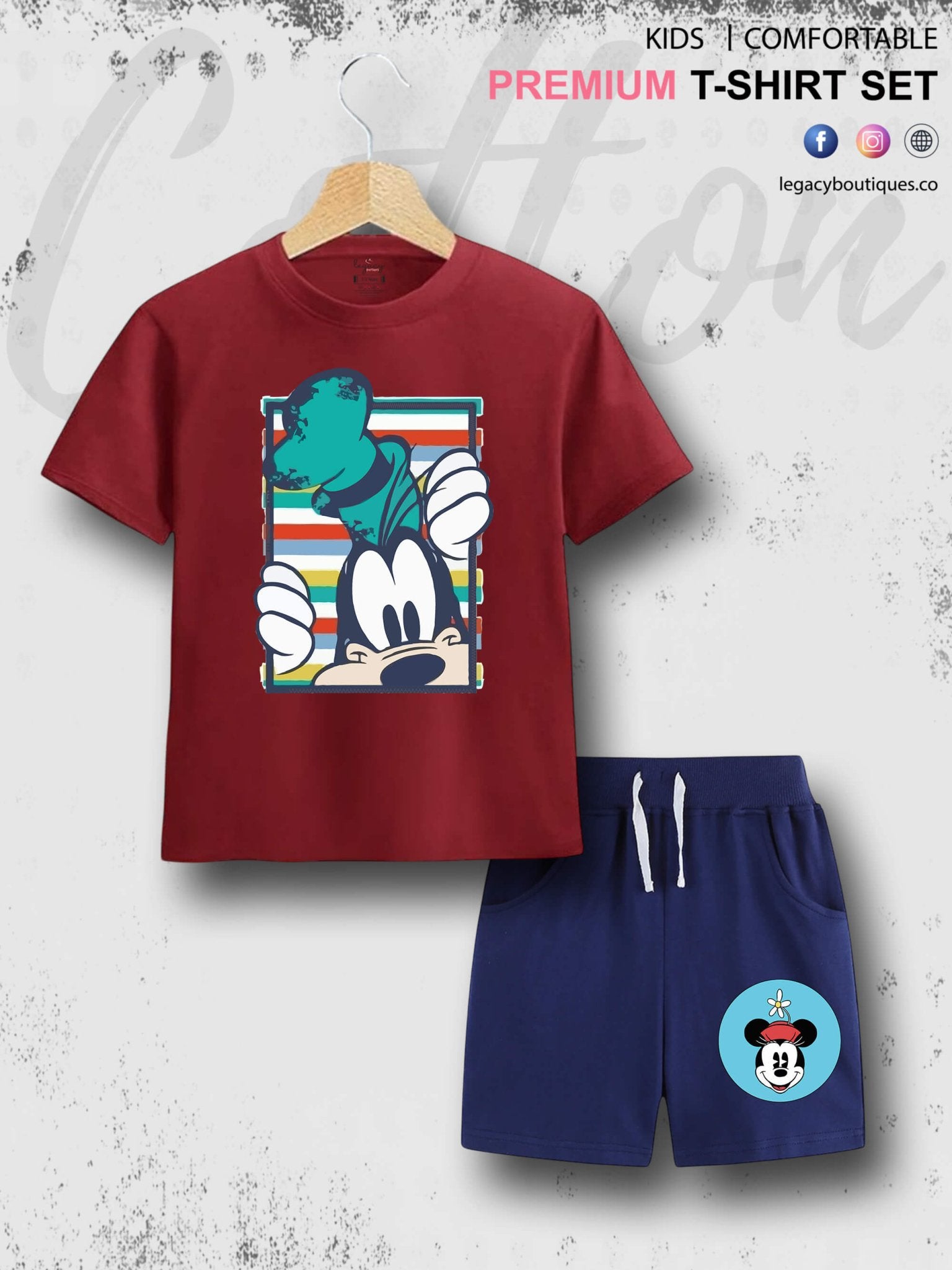 Mickeys Goofy Print 6 Month To 6 Year Good Quality T-shirt Set Legacy Boutiques Legacy Boutiques