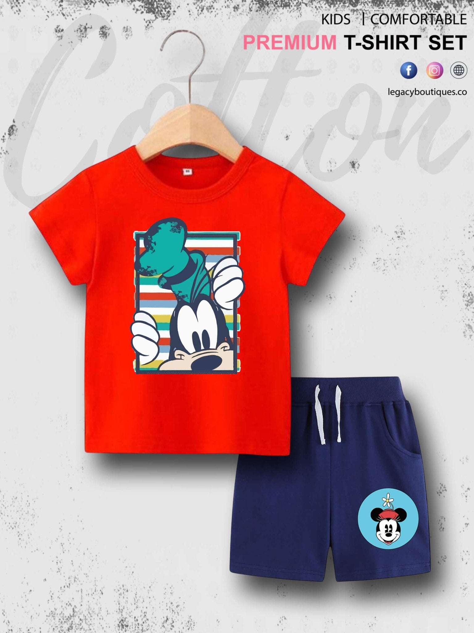 Mickeys Goofy Print 6 Month To 6 Year Good Quality T-shirt Set Legacy Boutiques Legacy Boutiques