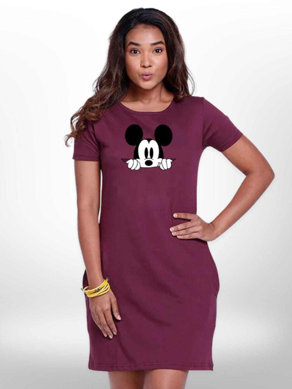 Micky Printed Long T-shirt For Women&